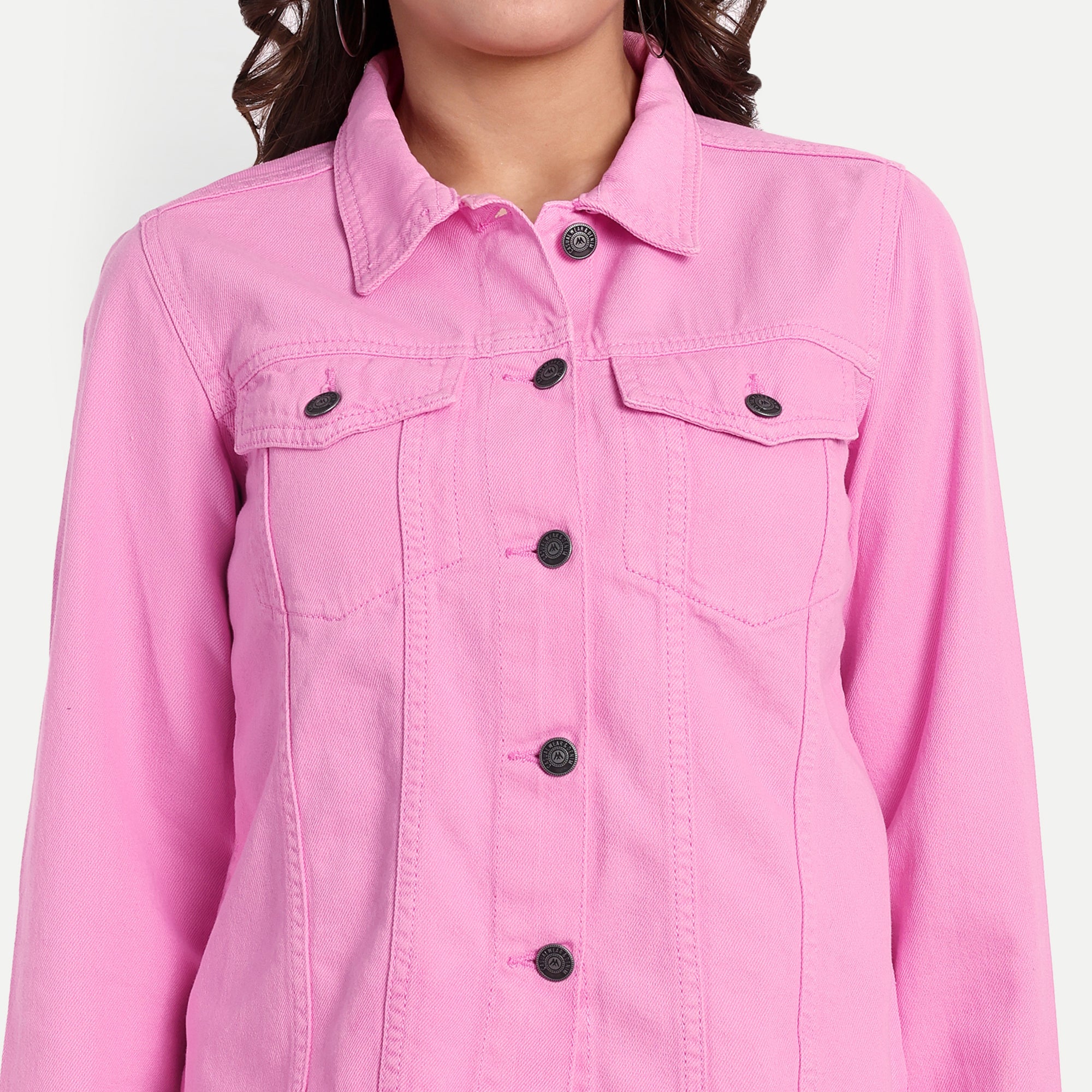 Women's Pink Fringed Denim Jacket
