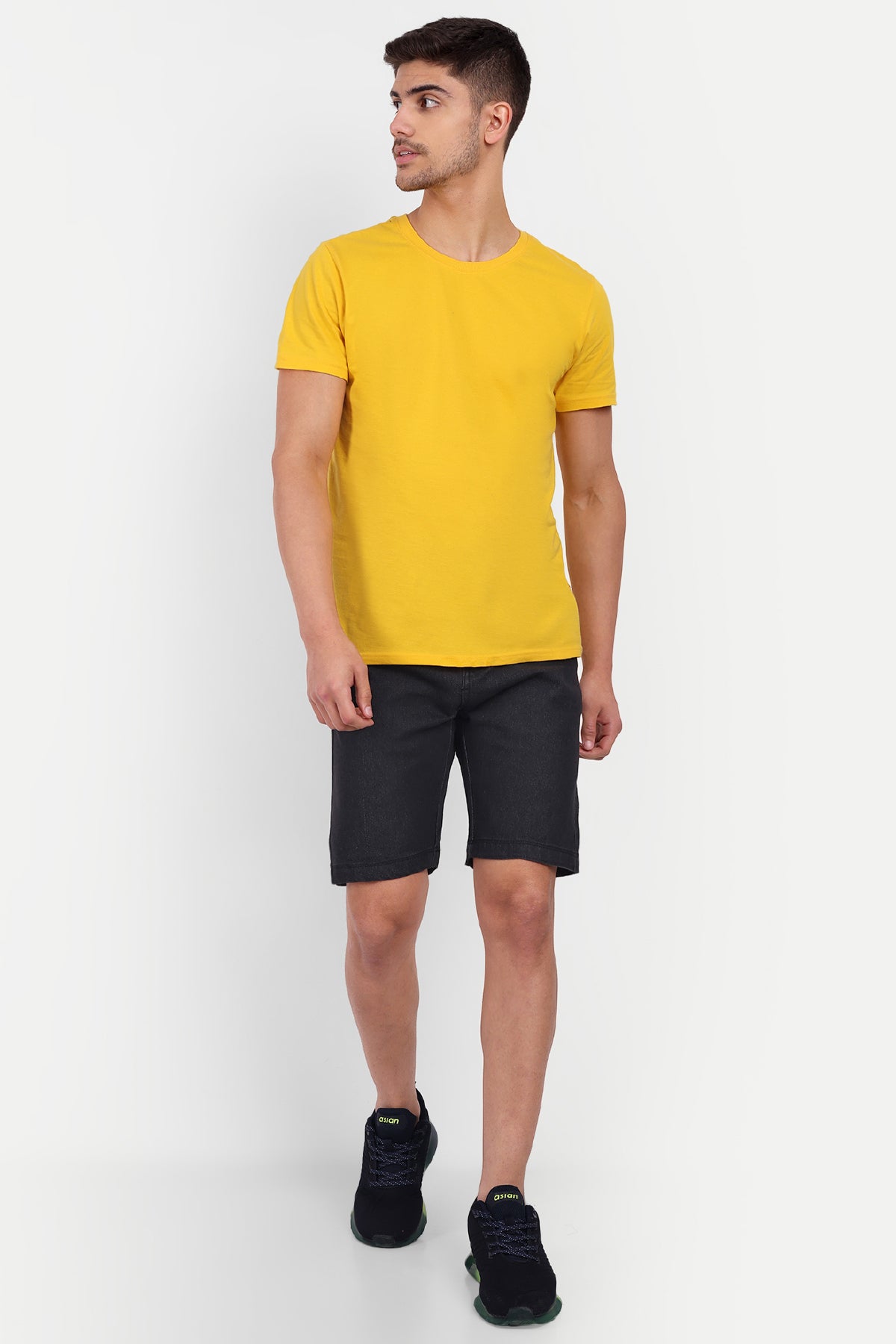 Men Black Denim Regular Shorts