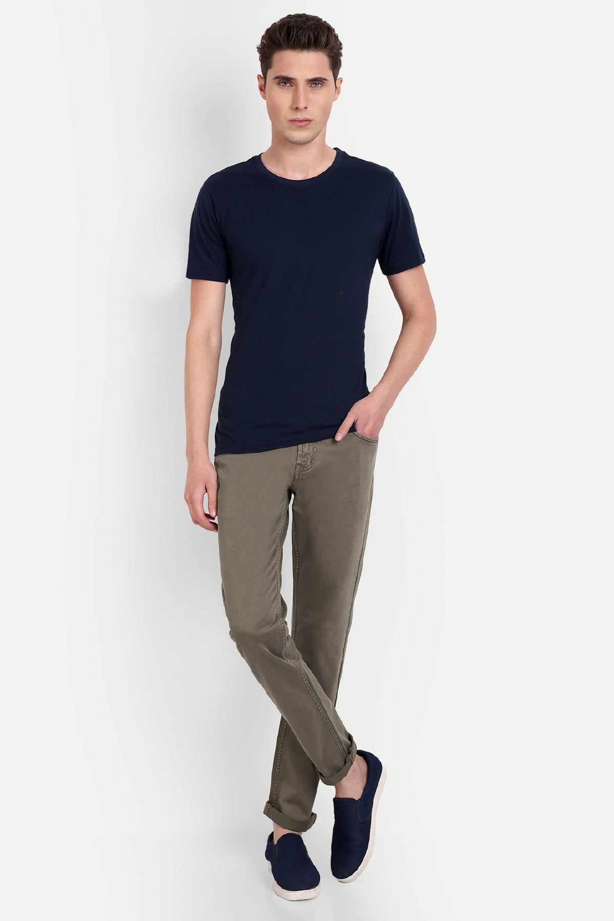 Men's Solid Grey Slim Fit Jeans