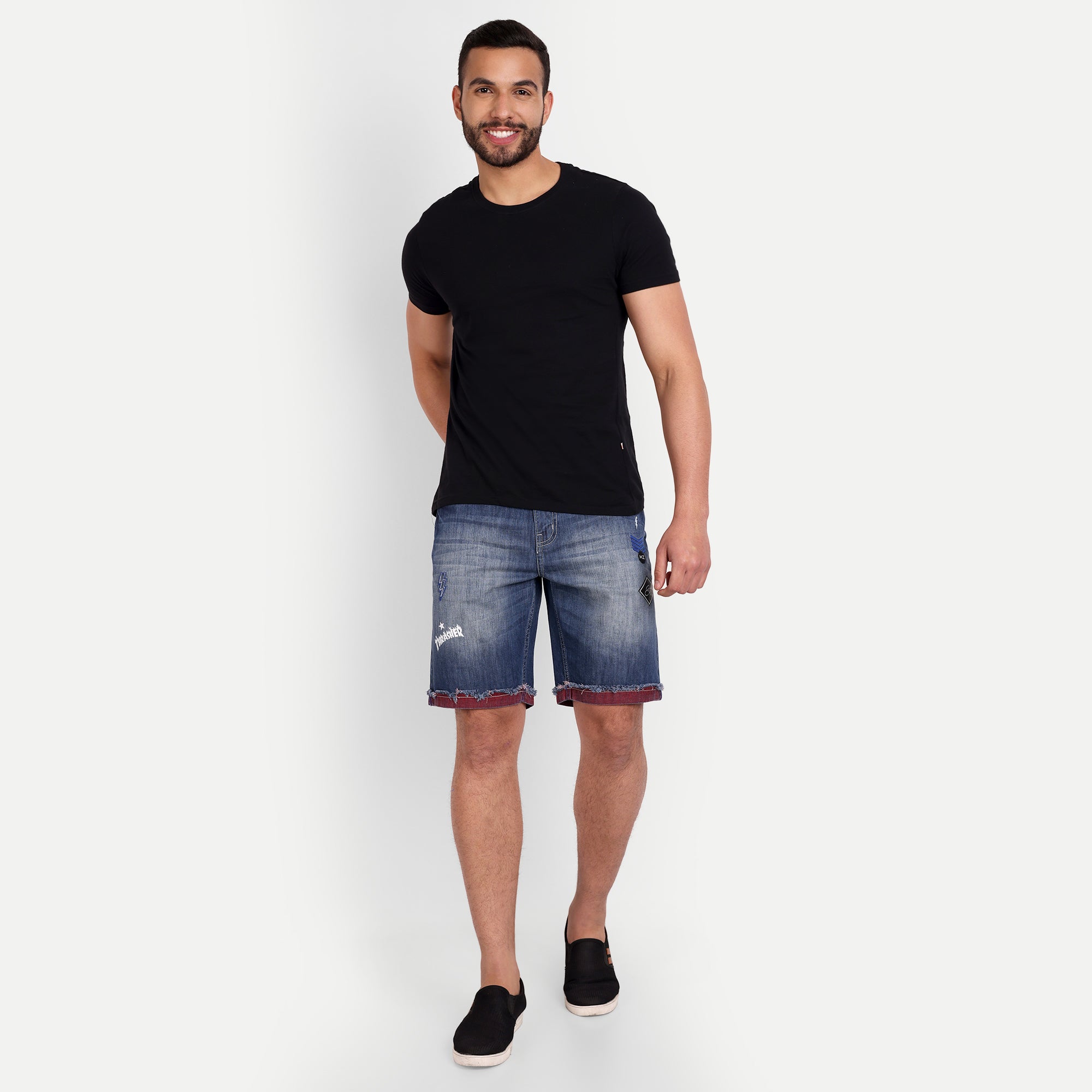 Men's Printed Denim Shorts