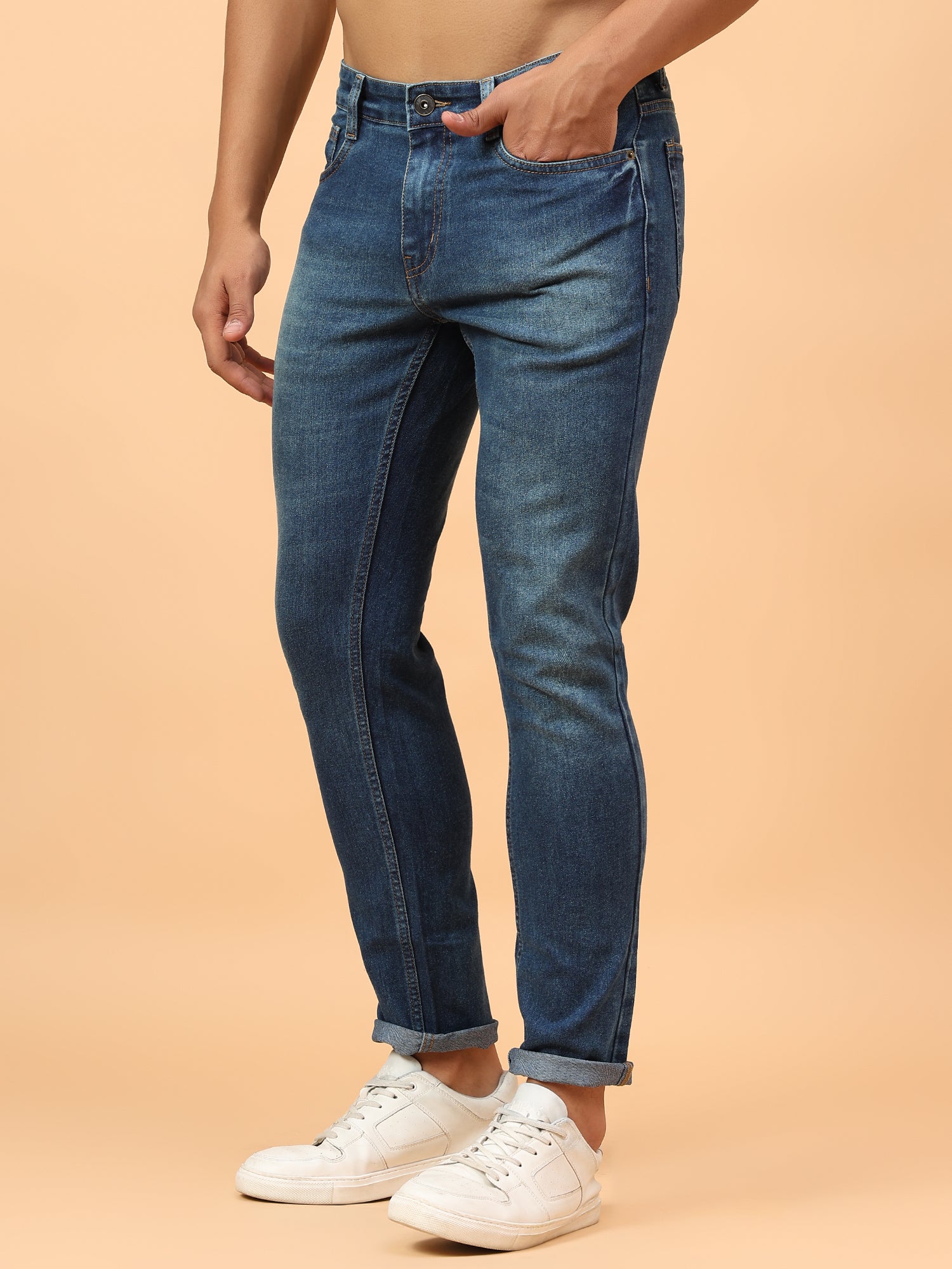 Men Micheal Slim Fit Heavy Fade Stretchable Jeans