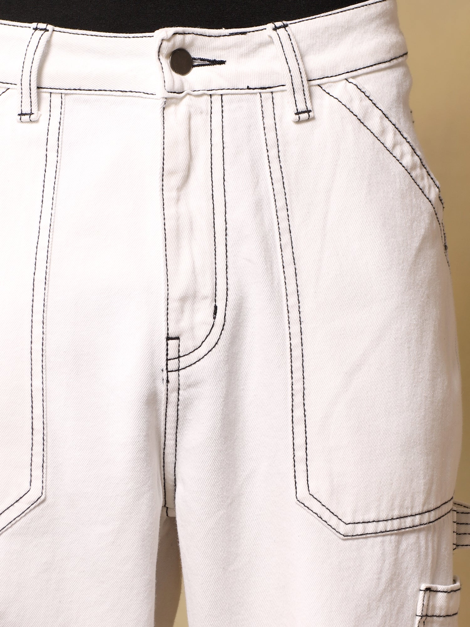 Mens Denim Carpenter White Cargo