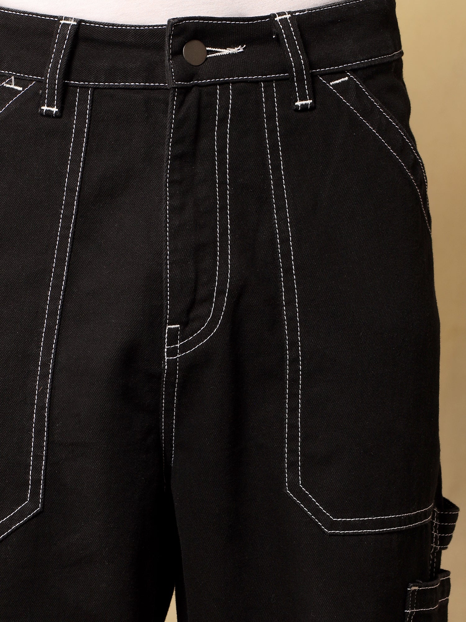 Mens Denim Carpenter Black Cargo