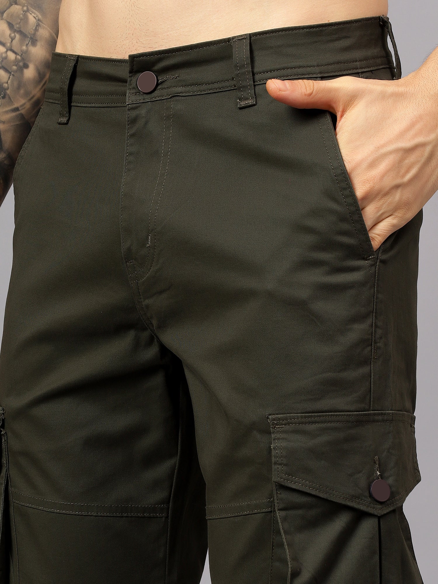 Men's Straight Fit Cotton Cargo Pants