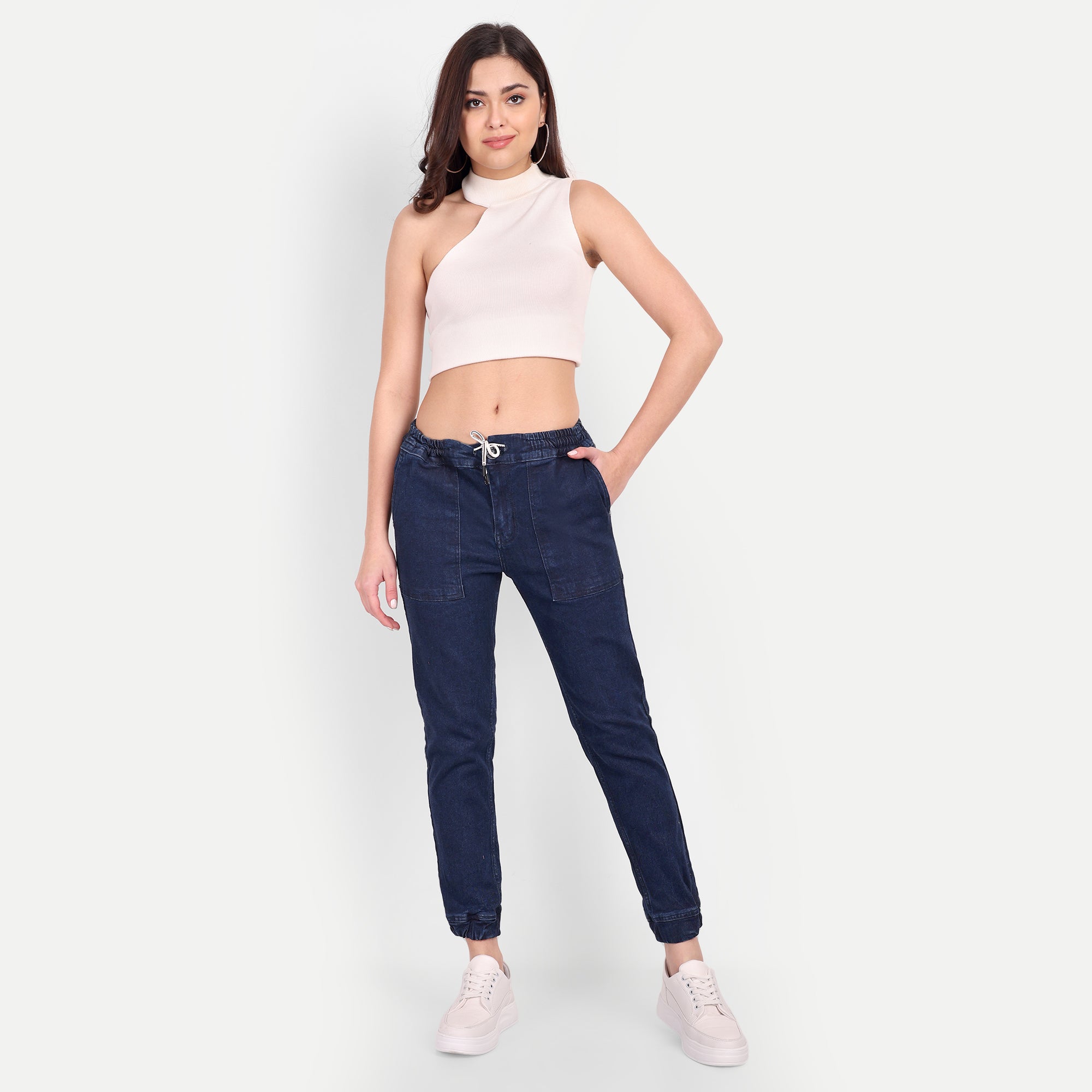 Women's Dark Blue Denim Joggers