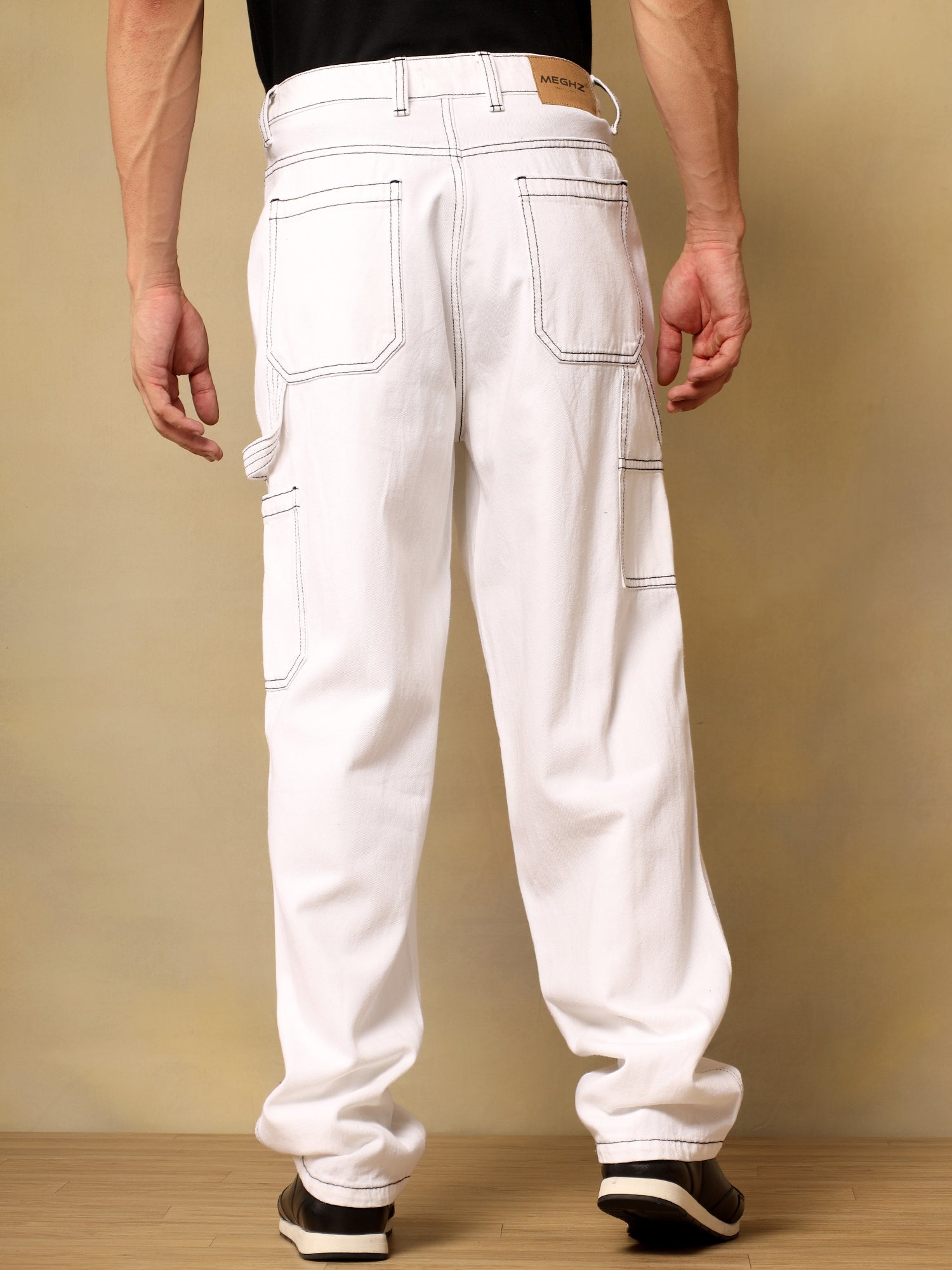 Mens Denim Carpenter White Cargo