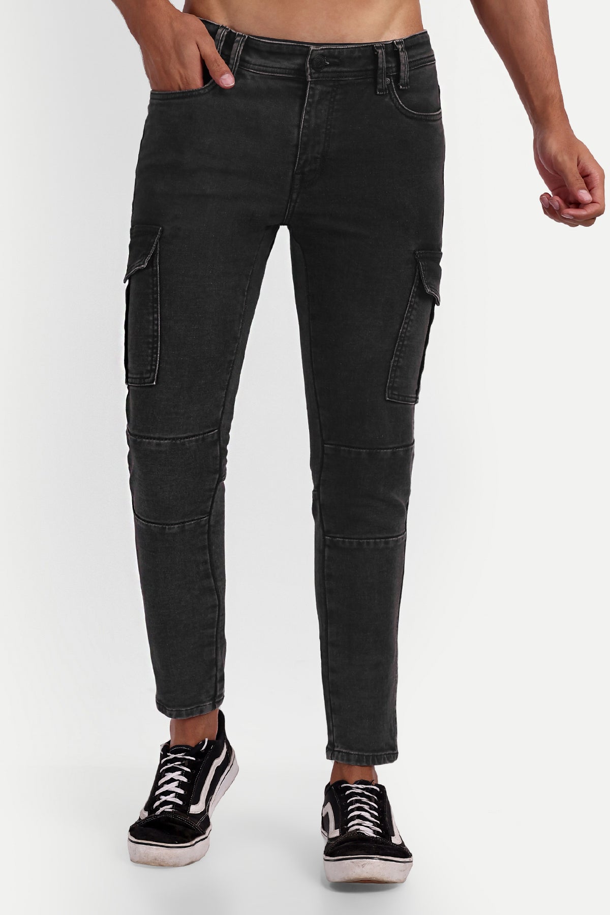 MEGHZ MENS LAWRANCE CARGO FIT DENIM JEANS