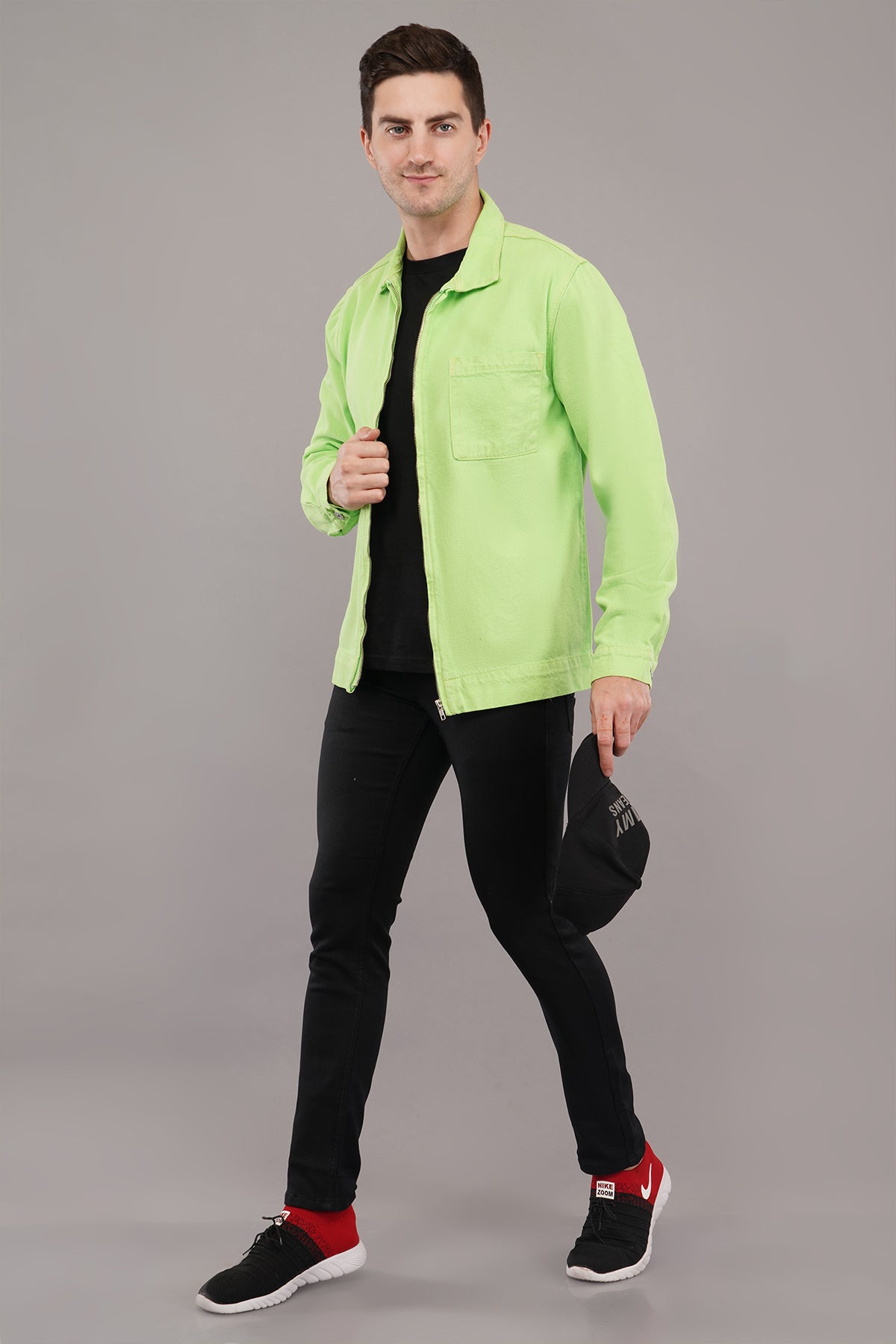 Neon green denim jacket hotsell