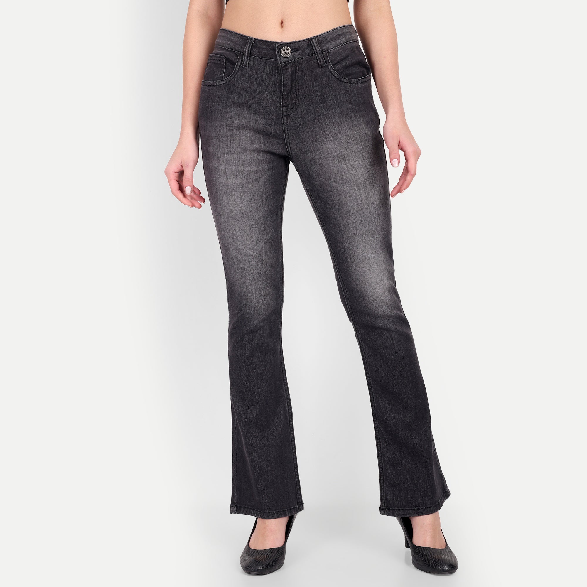 Women's Greyish Black Bootcut Jeans