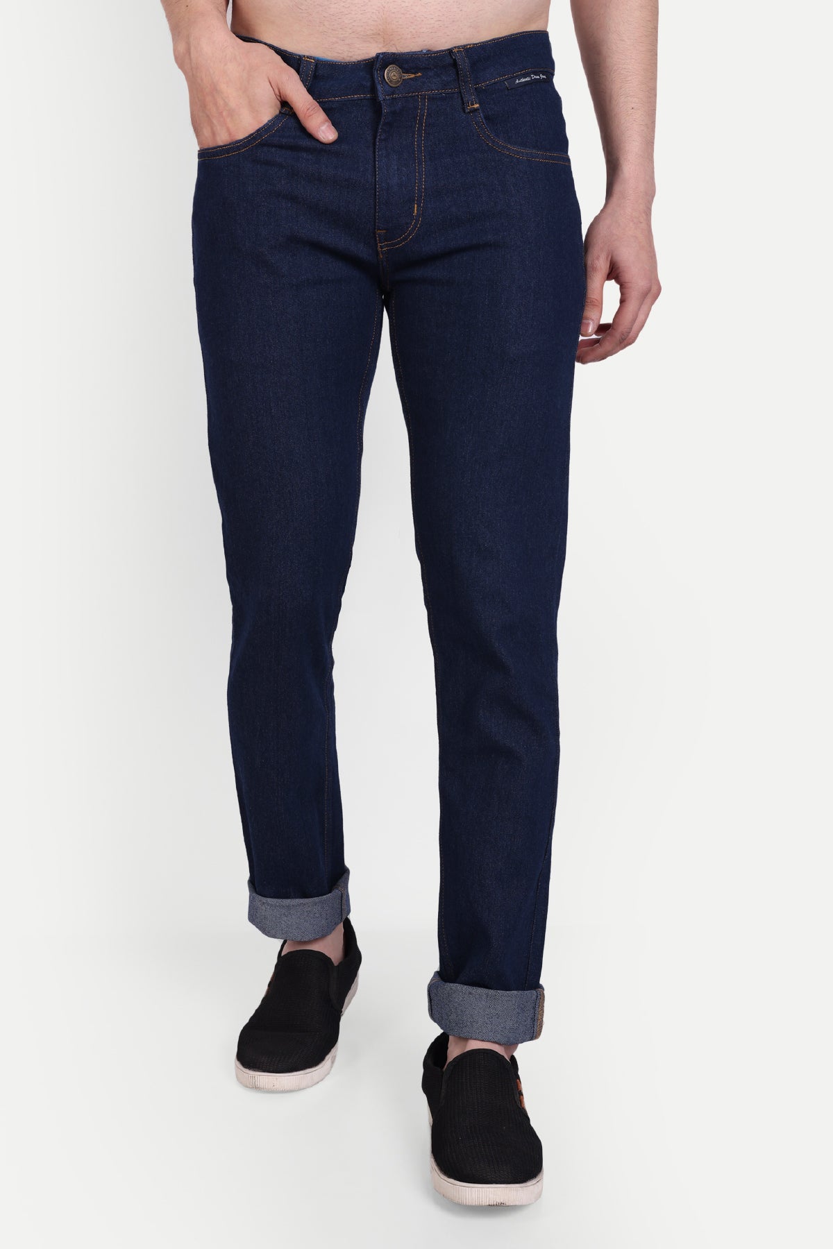 Classic Dark Blue Denim Jeans with Sleek Modern Fit