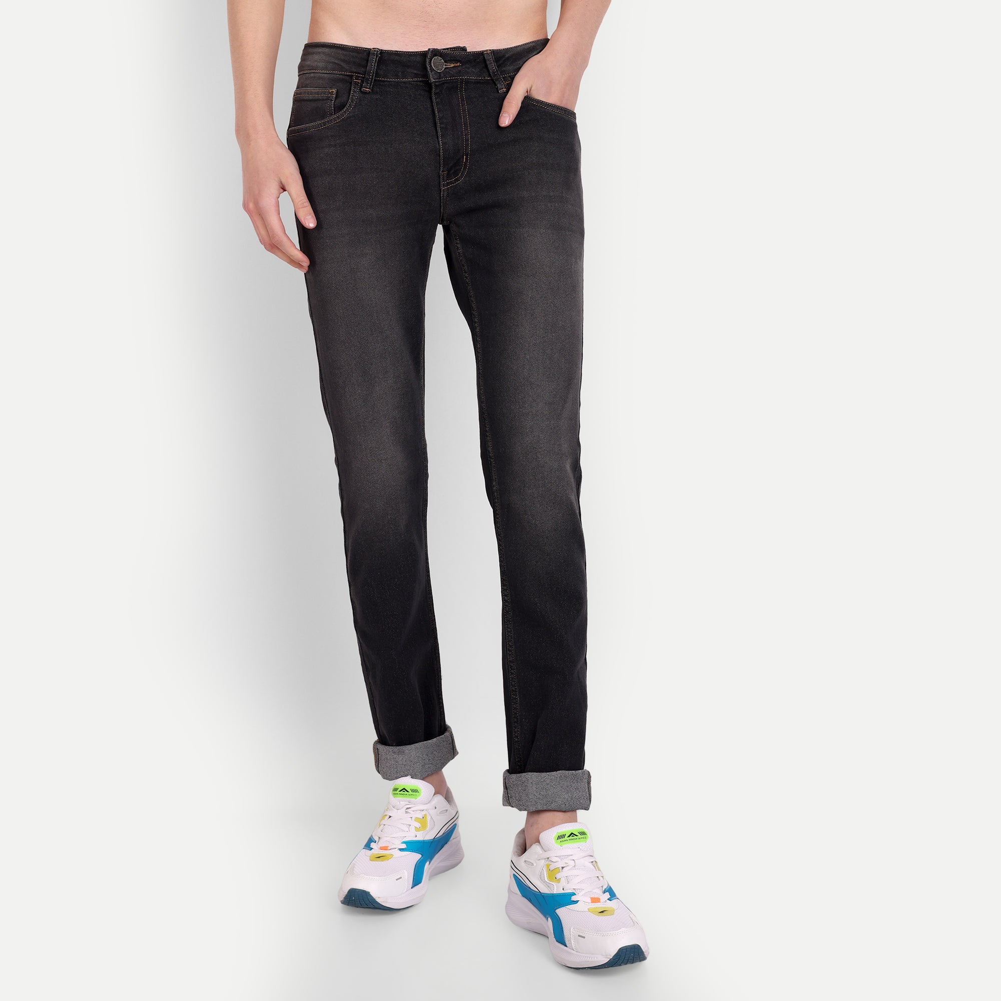 Men's Dark Grey Slim Fit Denim Jeans