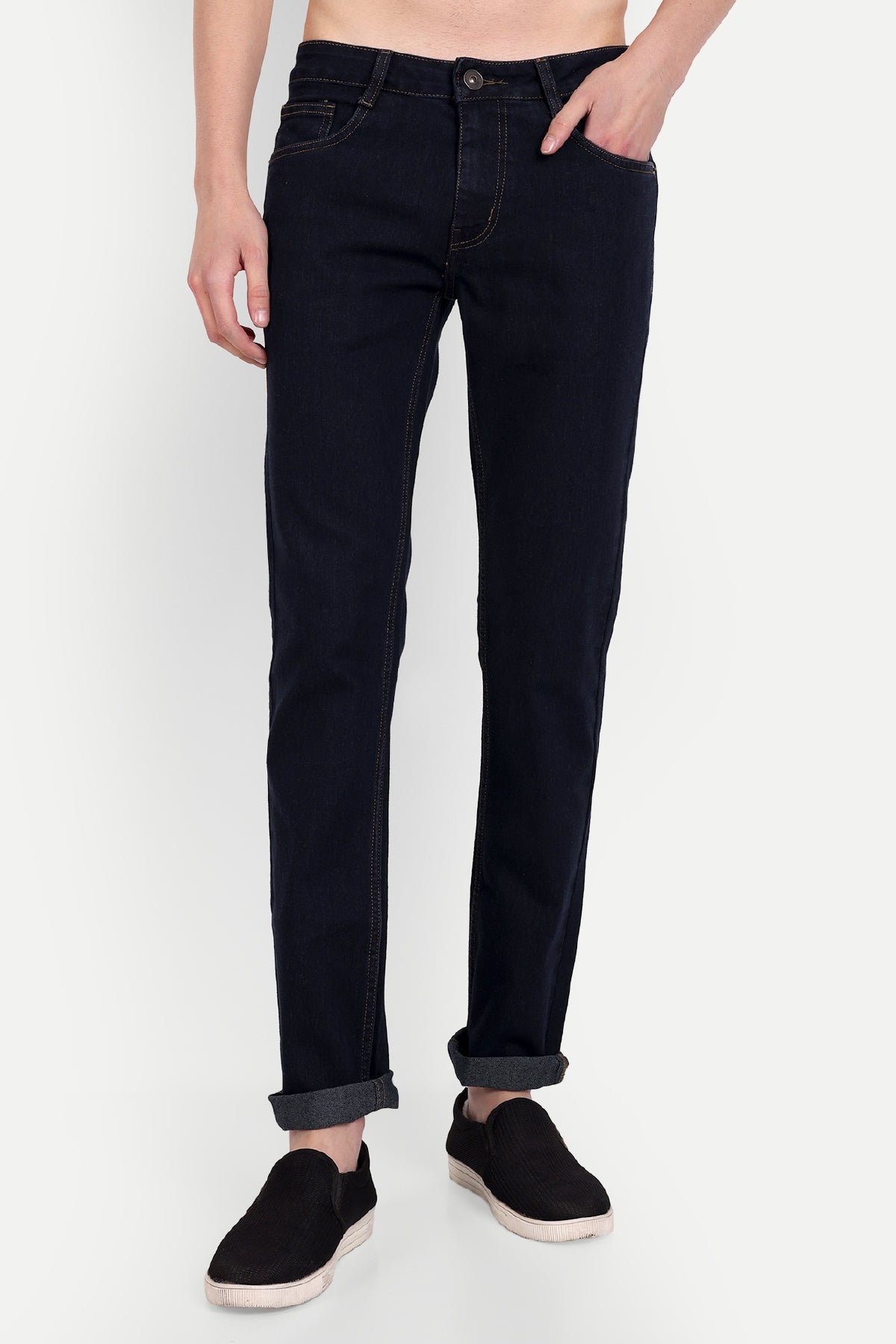 Men Raw Indigo Slim Fit Jeans