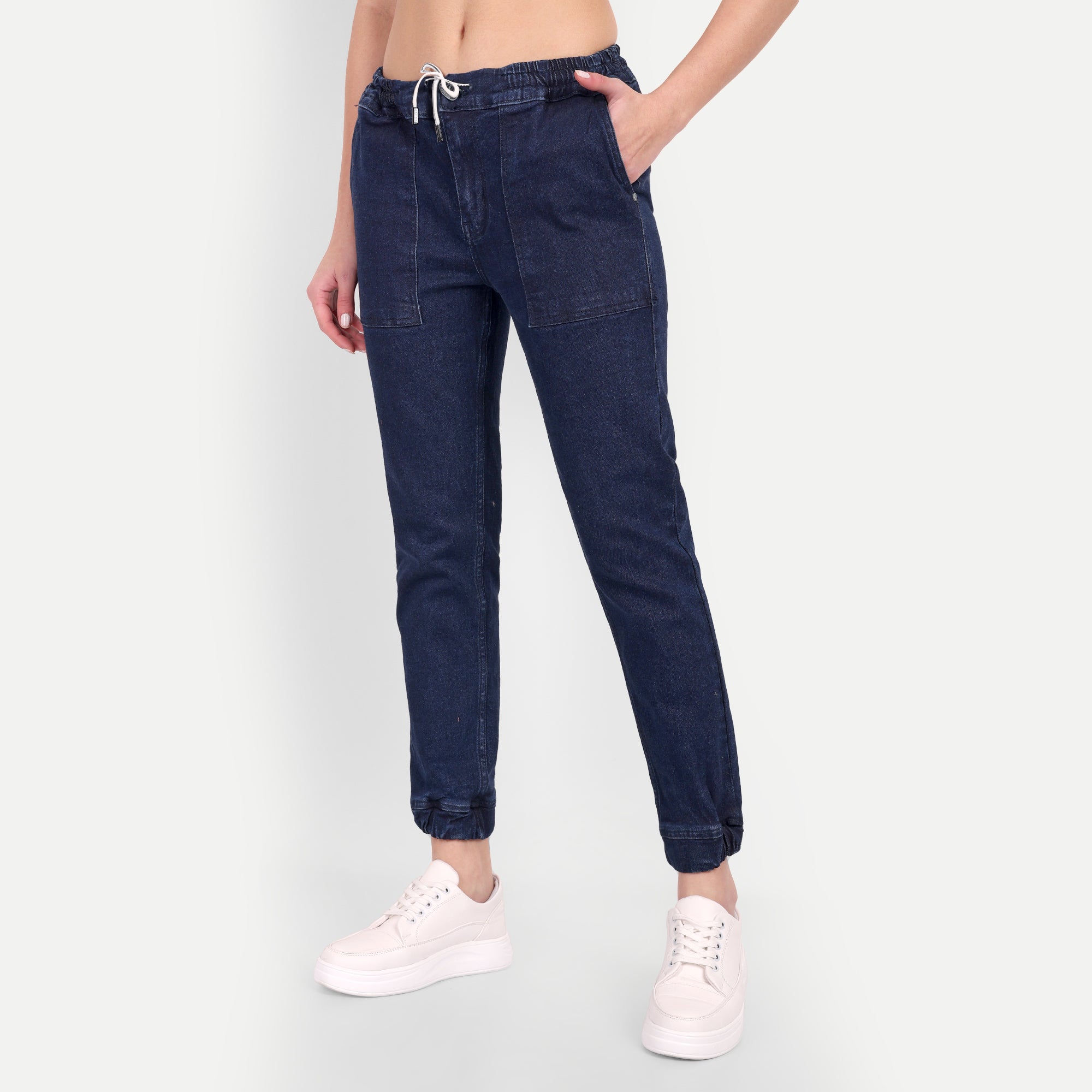Women's Dark Blue Denim Joggers