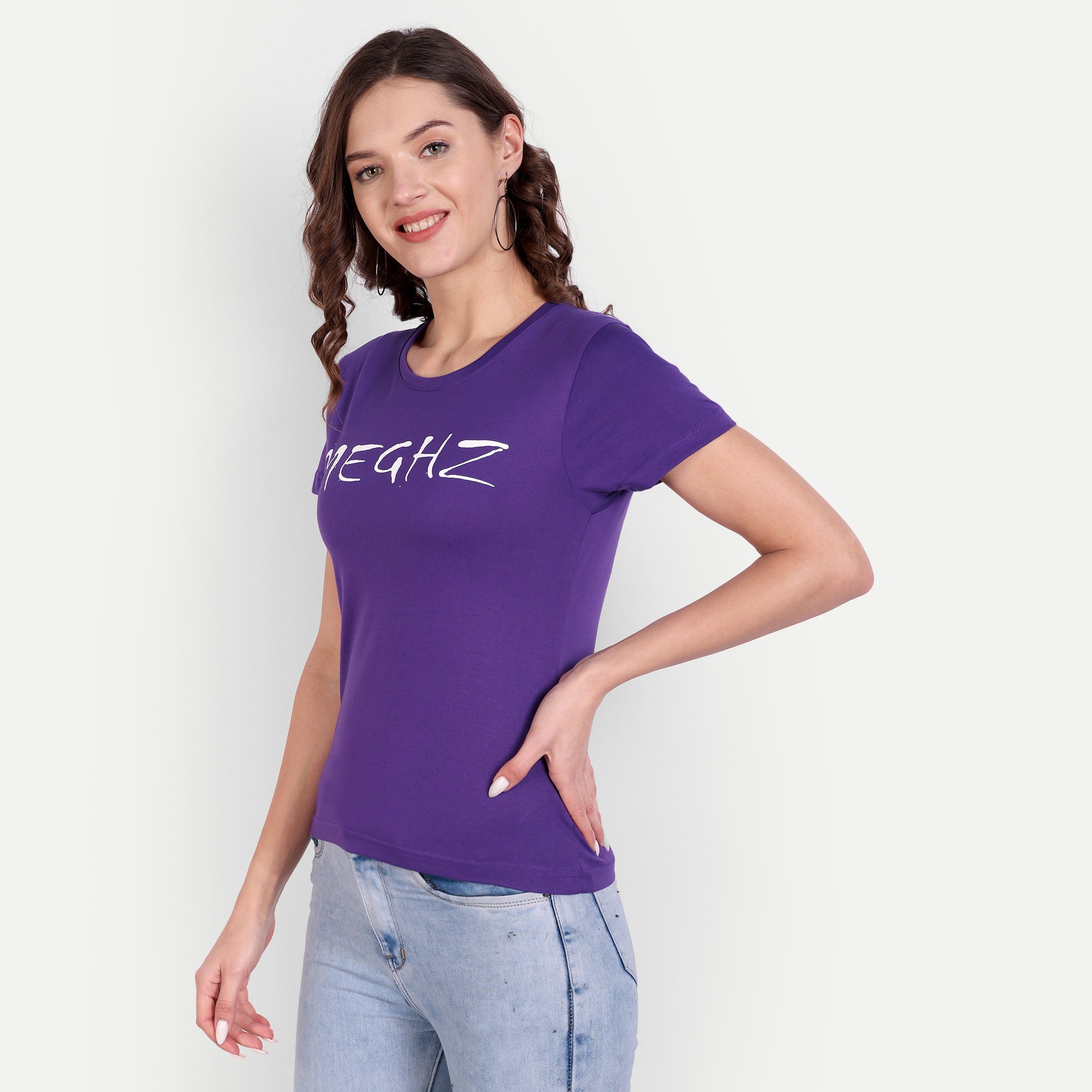 Women’s Purple Round Neck T-Shirt