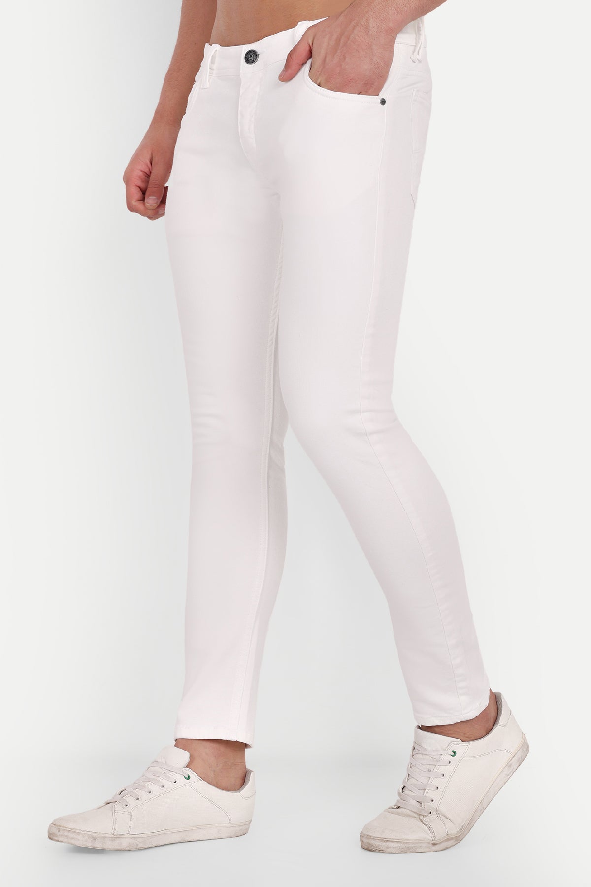 Men White Ankle Fit Denim Jeans