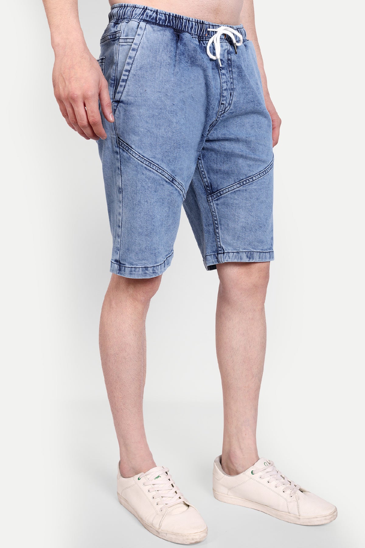 Men Vintage Blue Midrise Shorts