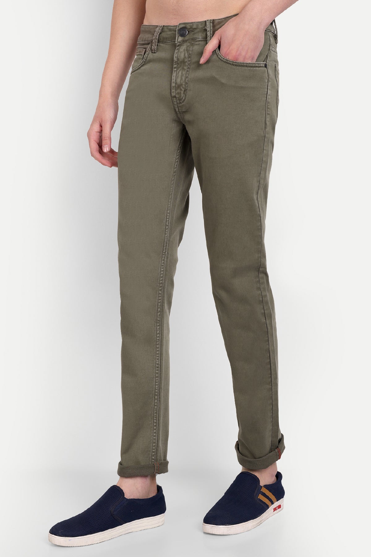 Men's Solid Grey Slim Fit Jeans