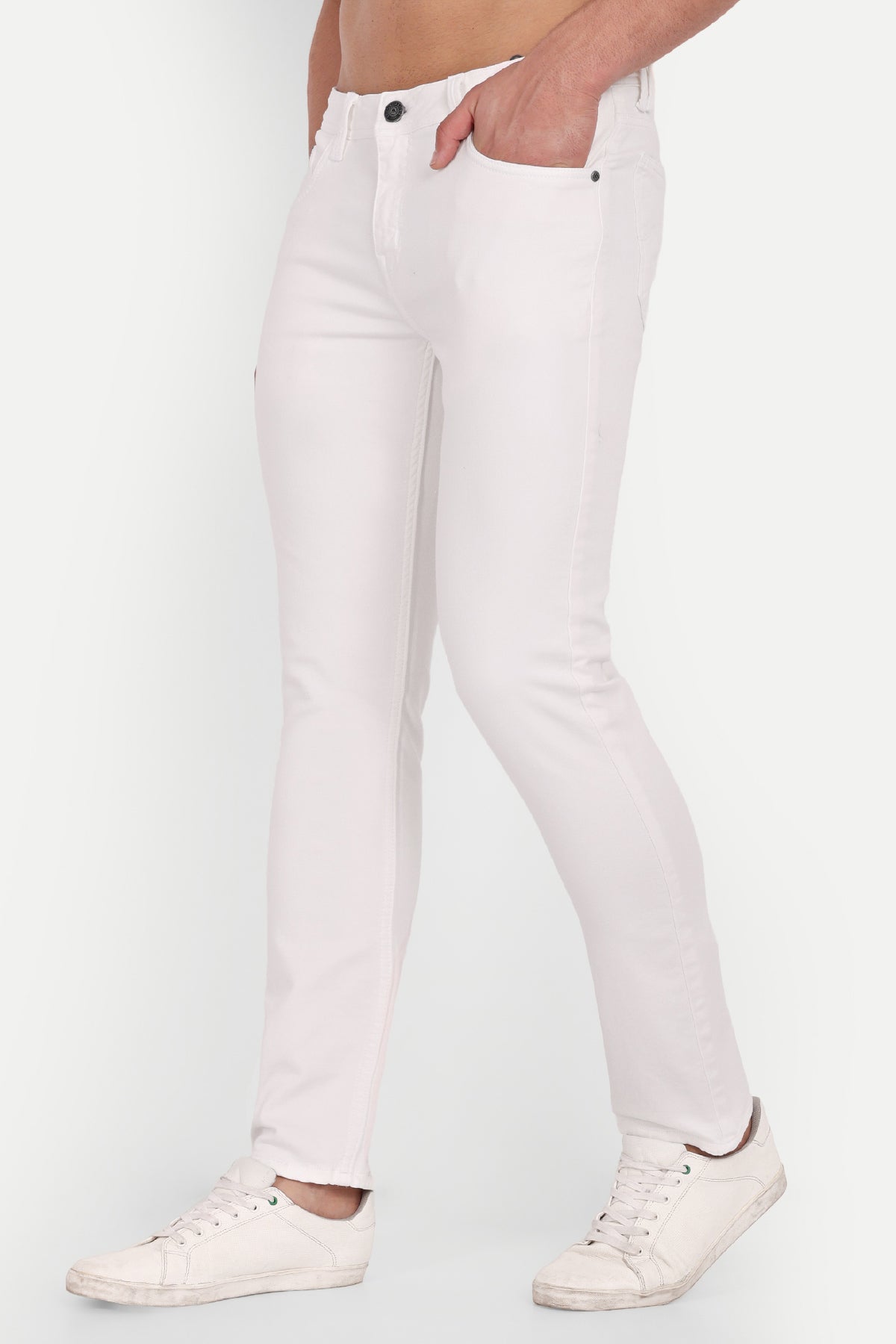 Men White Slim Fit Jeans