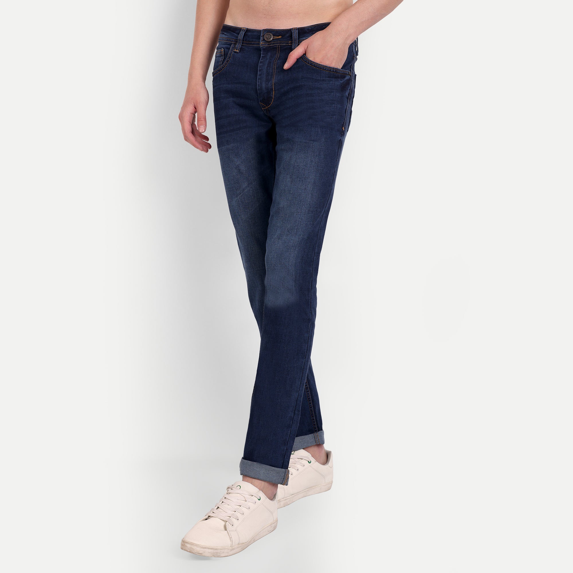 Men's Dark Blue Classic Slim Fit Denim Jeans