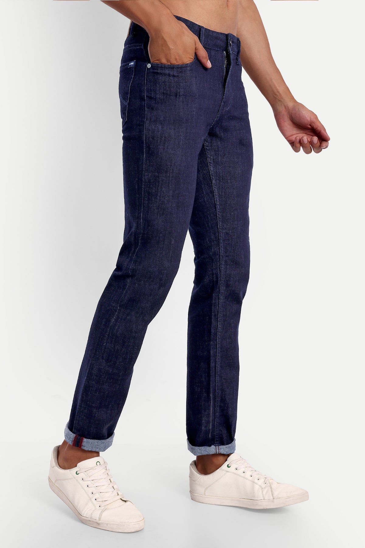 MENS SLIM FIT RAW INDIGO DENIM JEANS