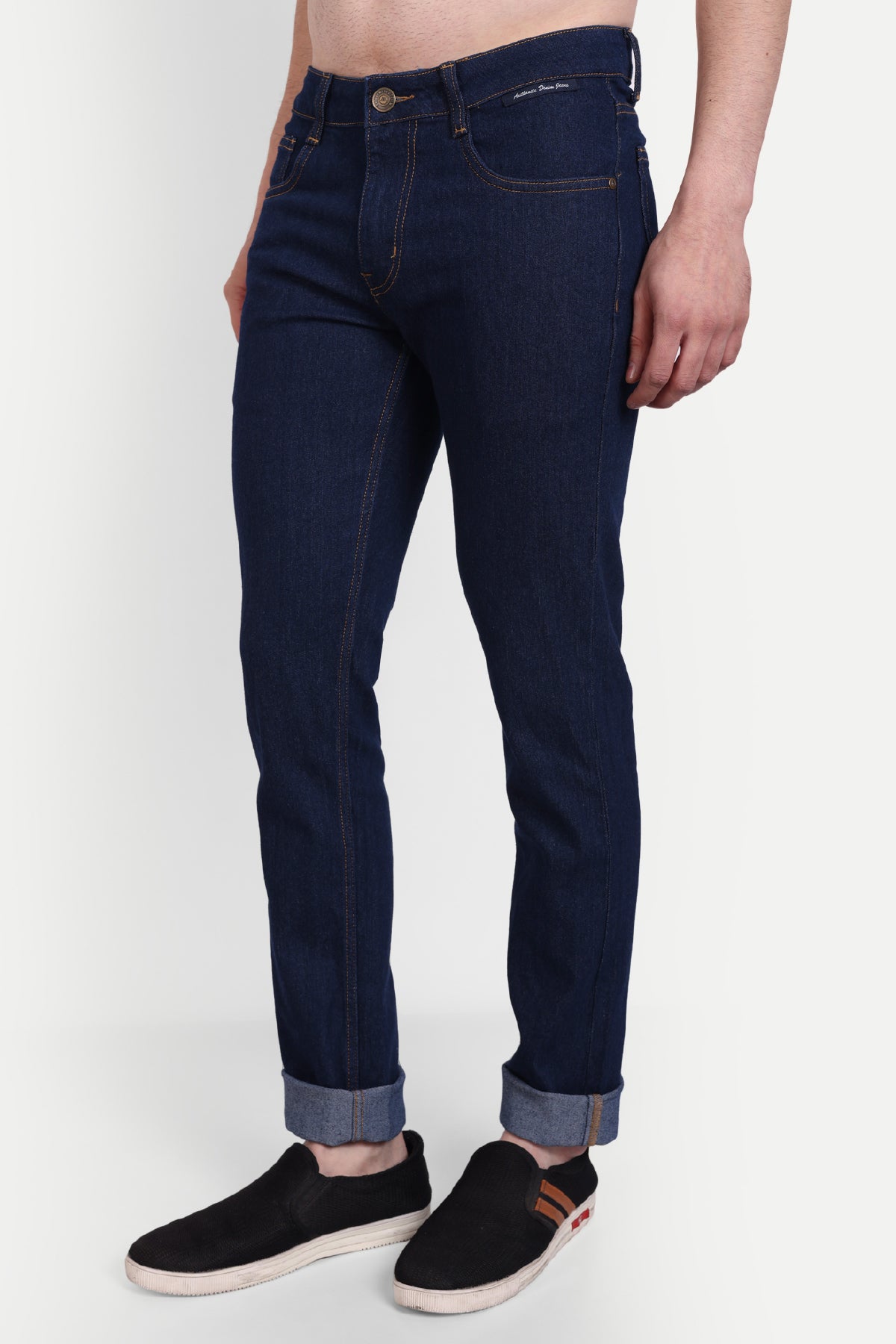 Classic Dark Blue Denim Jeans with Sleek Modern Fit