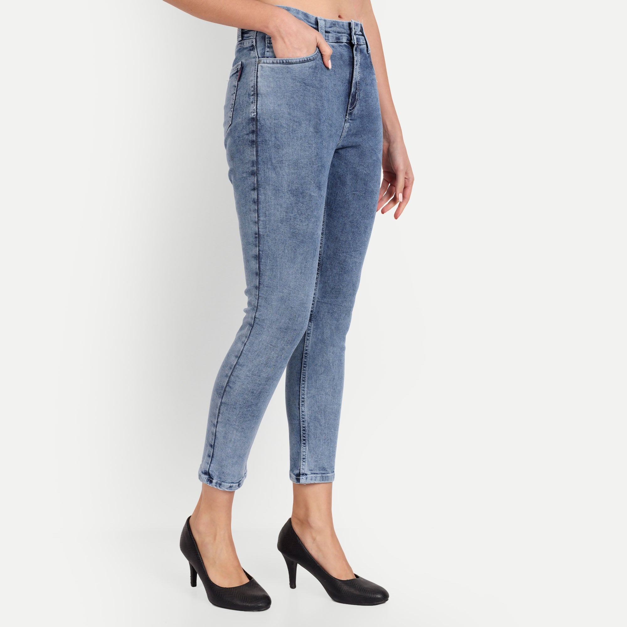 Women's Light Blue Slim Fit Denim Jeans