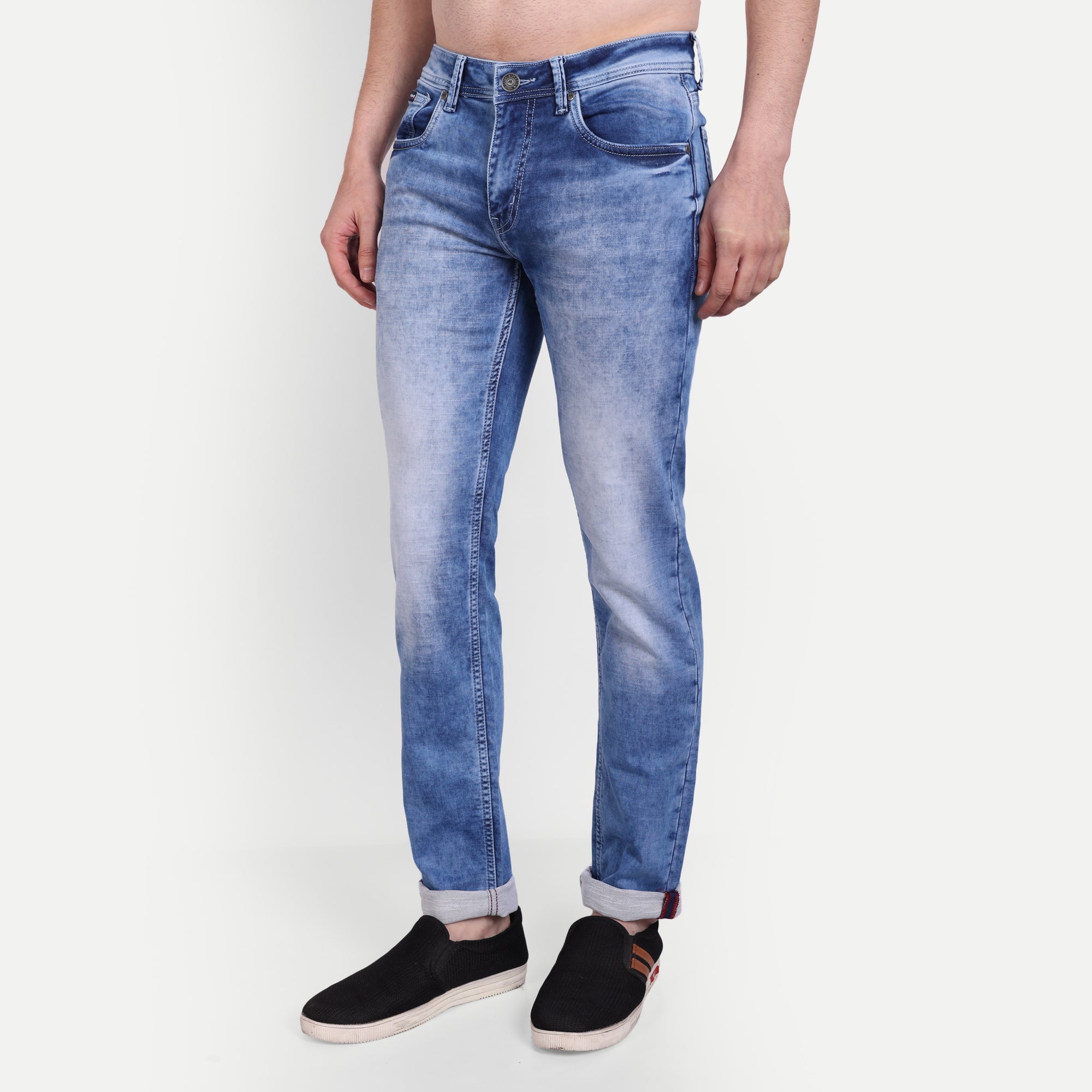 Men's Light Blue Slim Fit Casual Denim Jeans