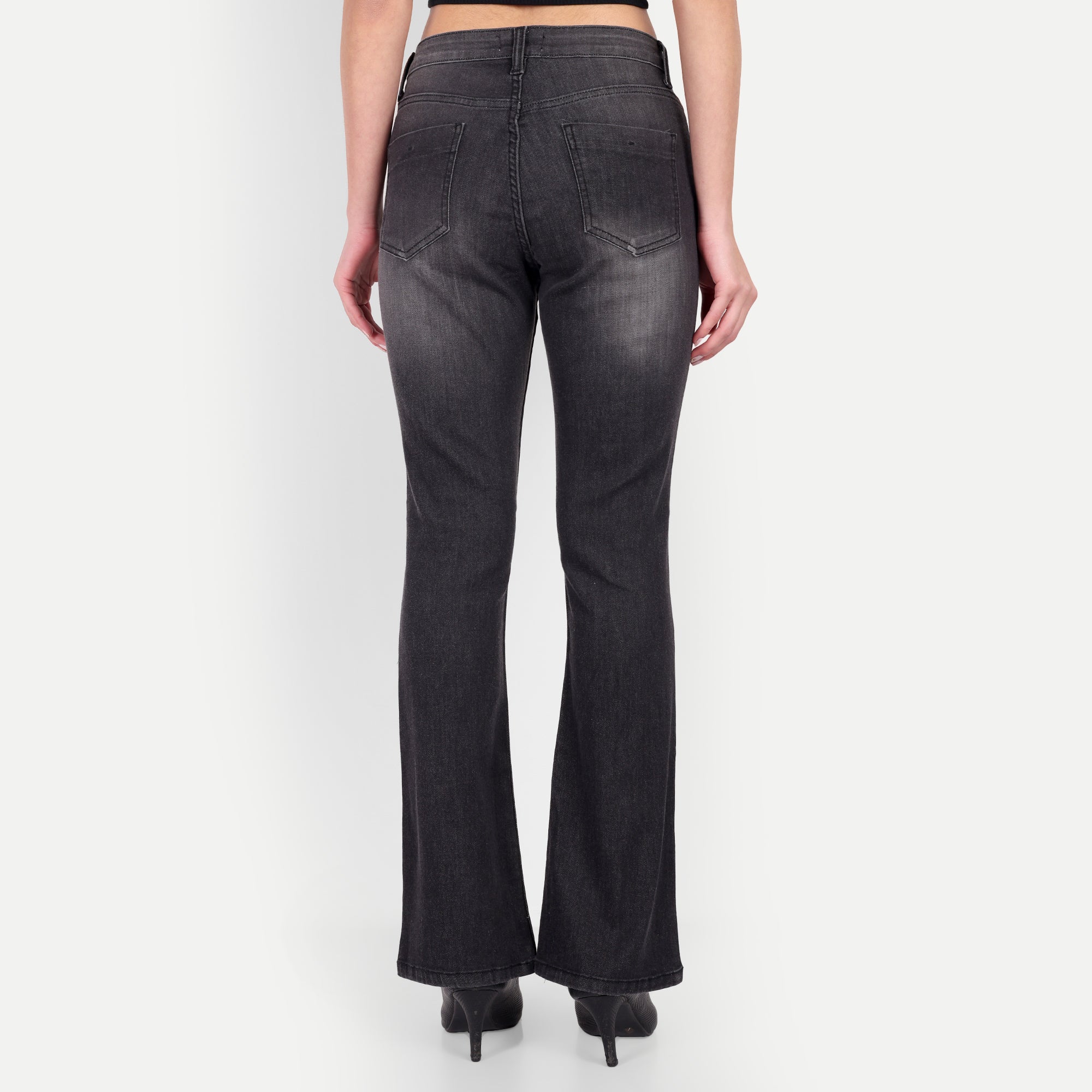Women's Greyish Black Bootcut Jeans
