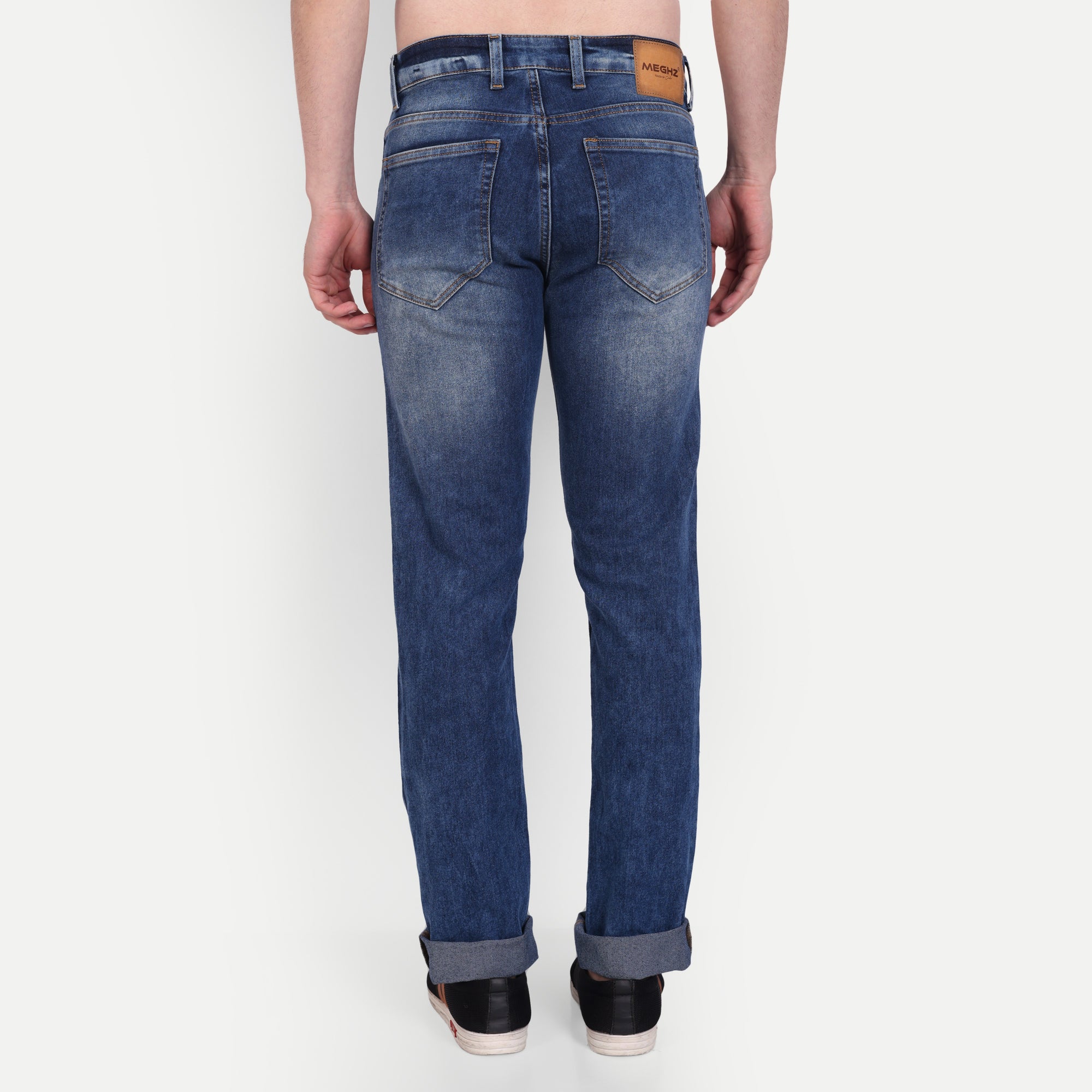 Classic Blue Straight Fit Mid-Wash Denim Jeans