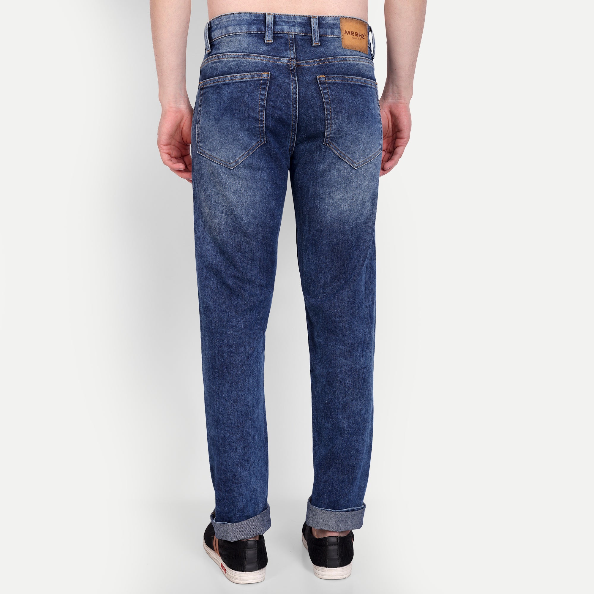Mid-Wash Blue Slim Fit Casual Jeans