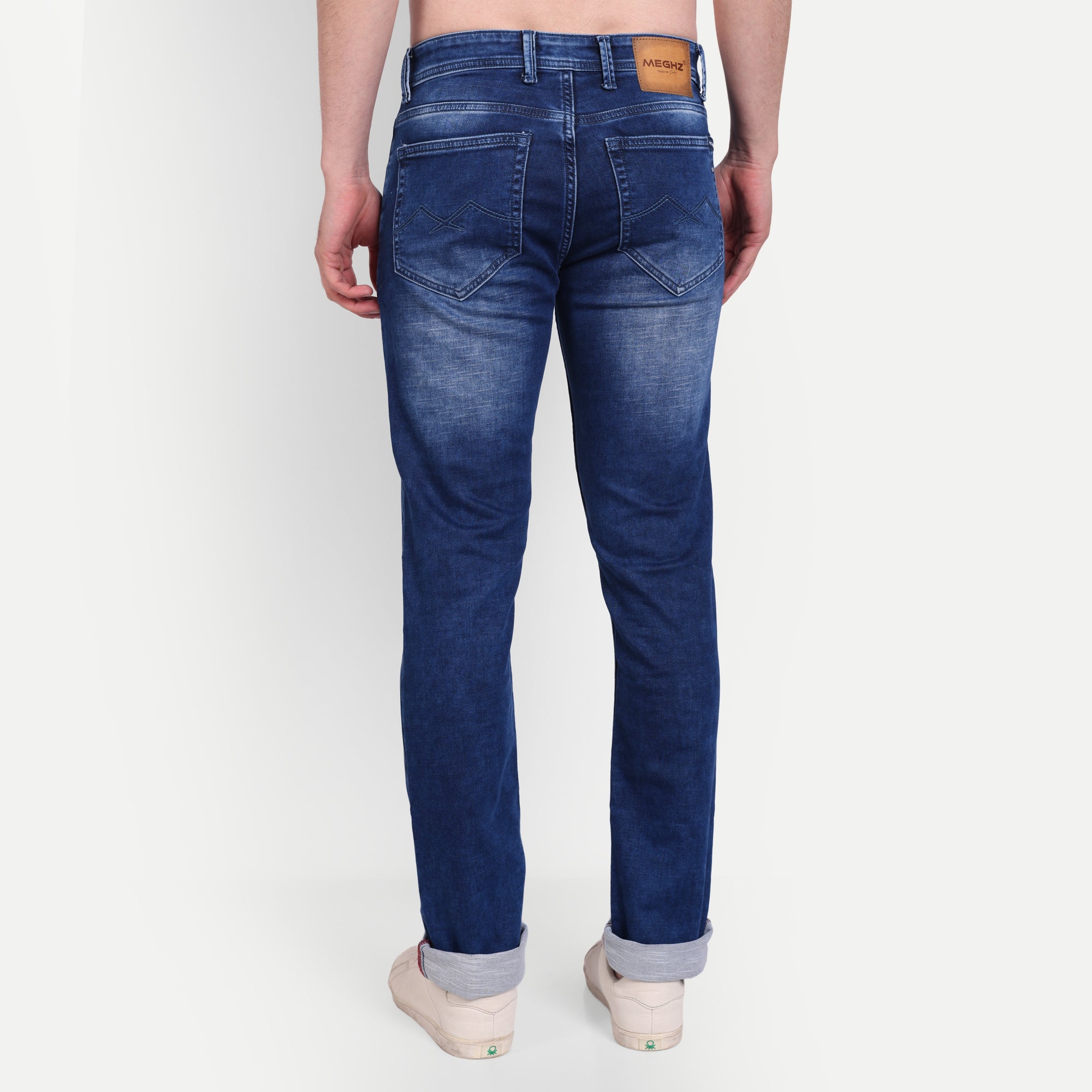 Men's Dark Blue Faded Slim Fit Denim Jeans
