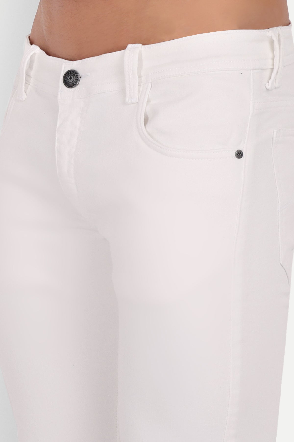 Men White Ankle Fit Denim Jeans