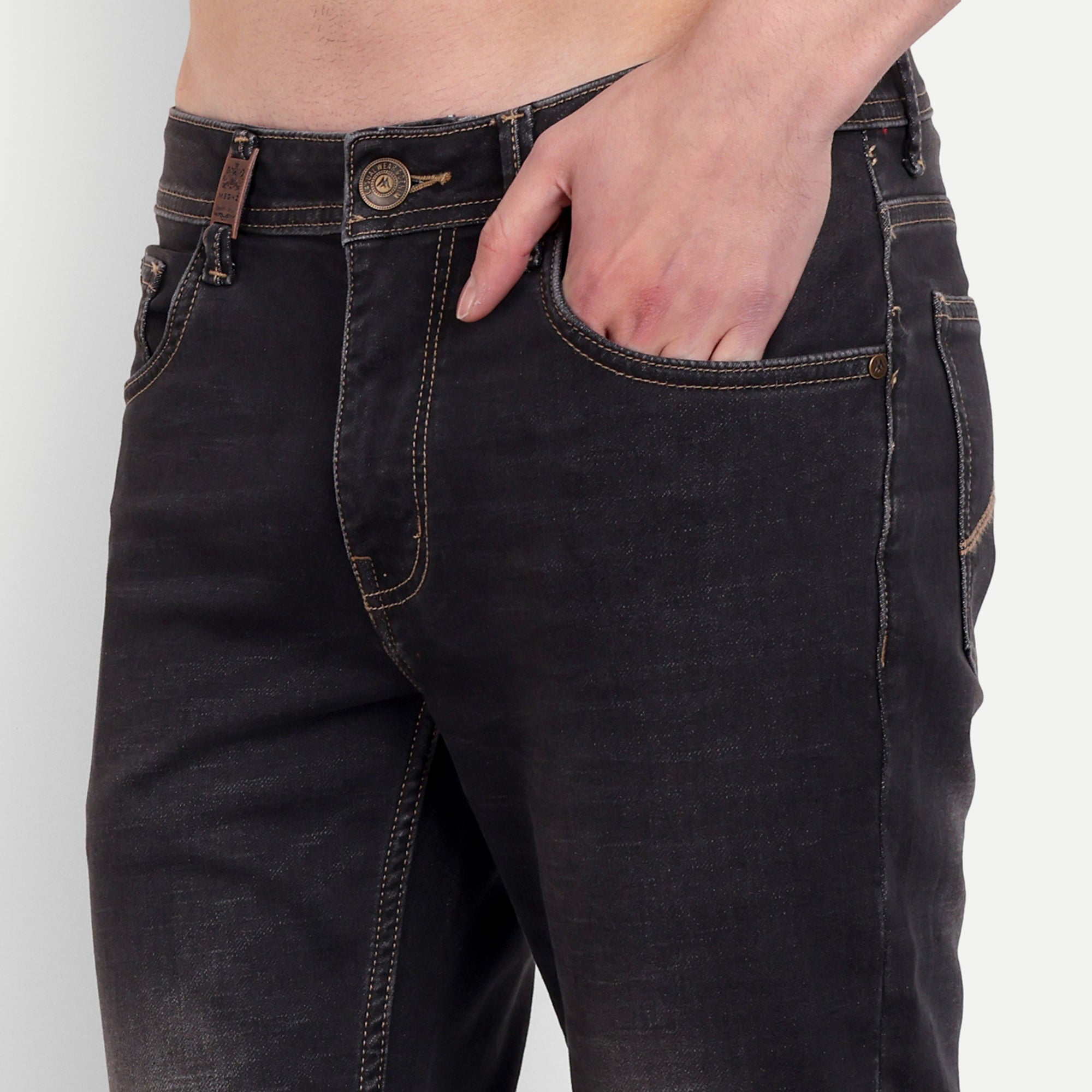 Charcoal Black Slim Fit Stretch Denim Jeans