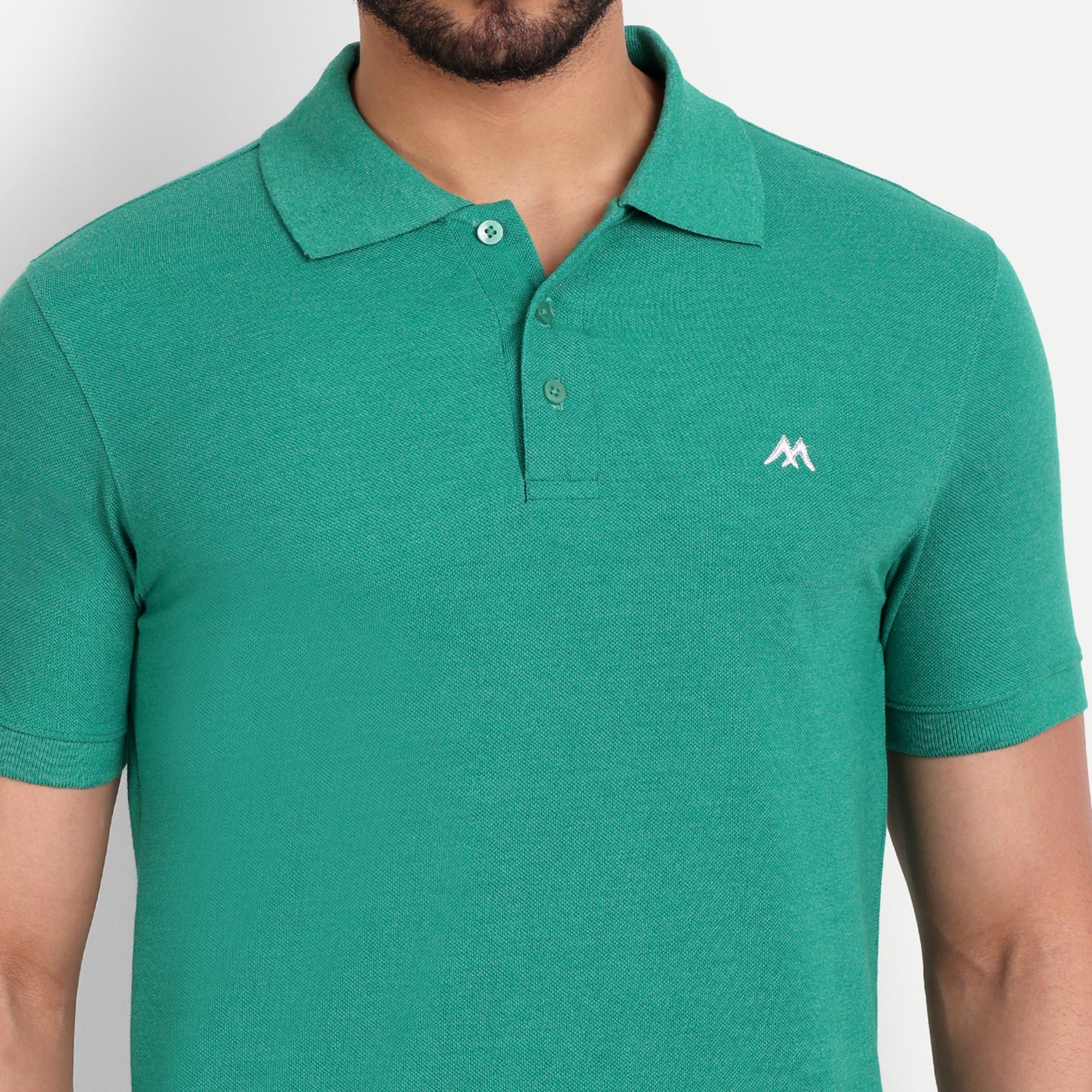 Men's Solid Green Polo Neck T-Shirt