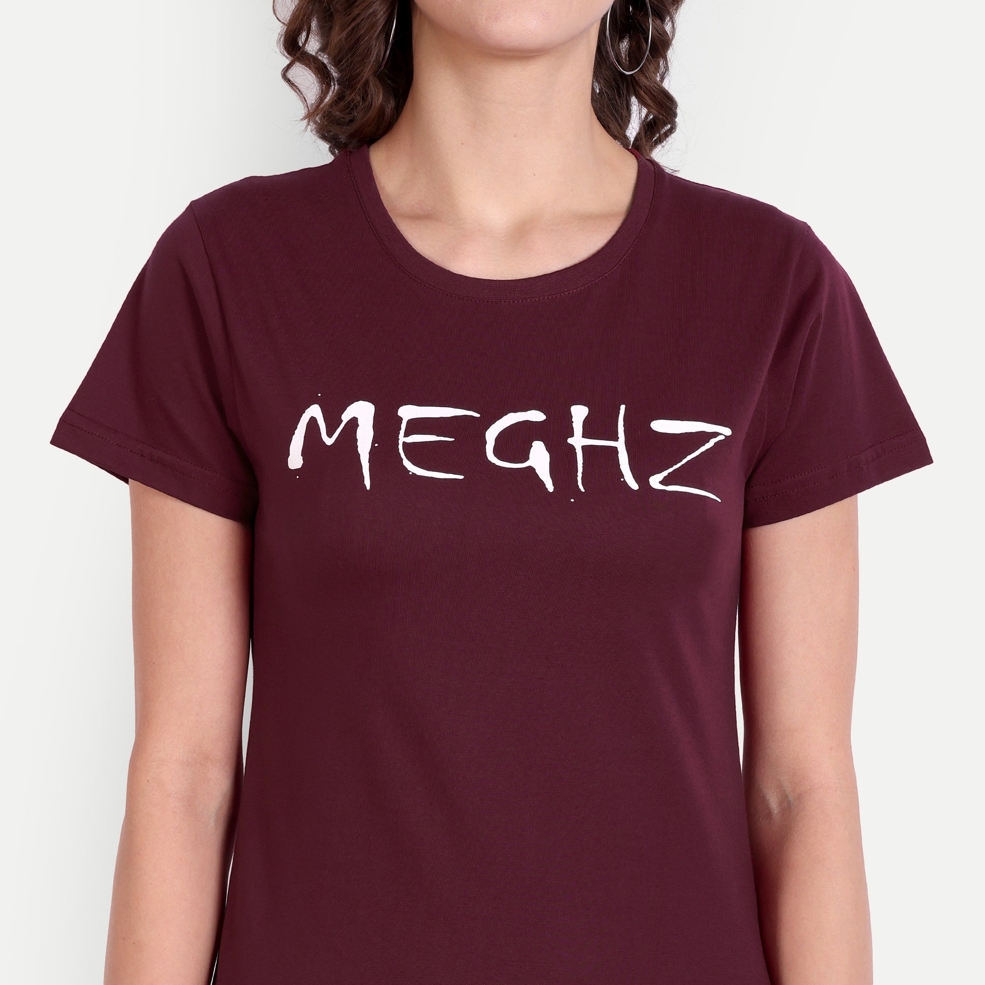 Women’s Maroon Round Neck T-Shirt