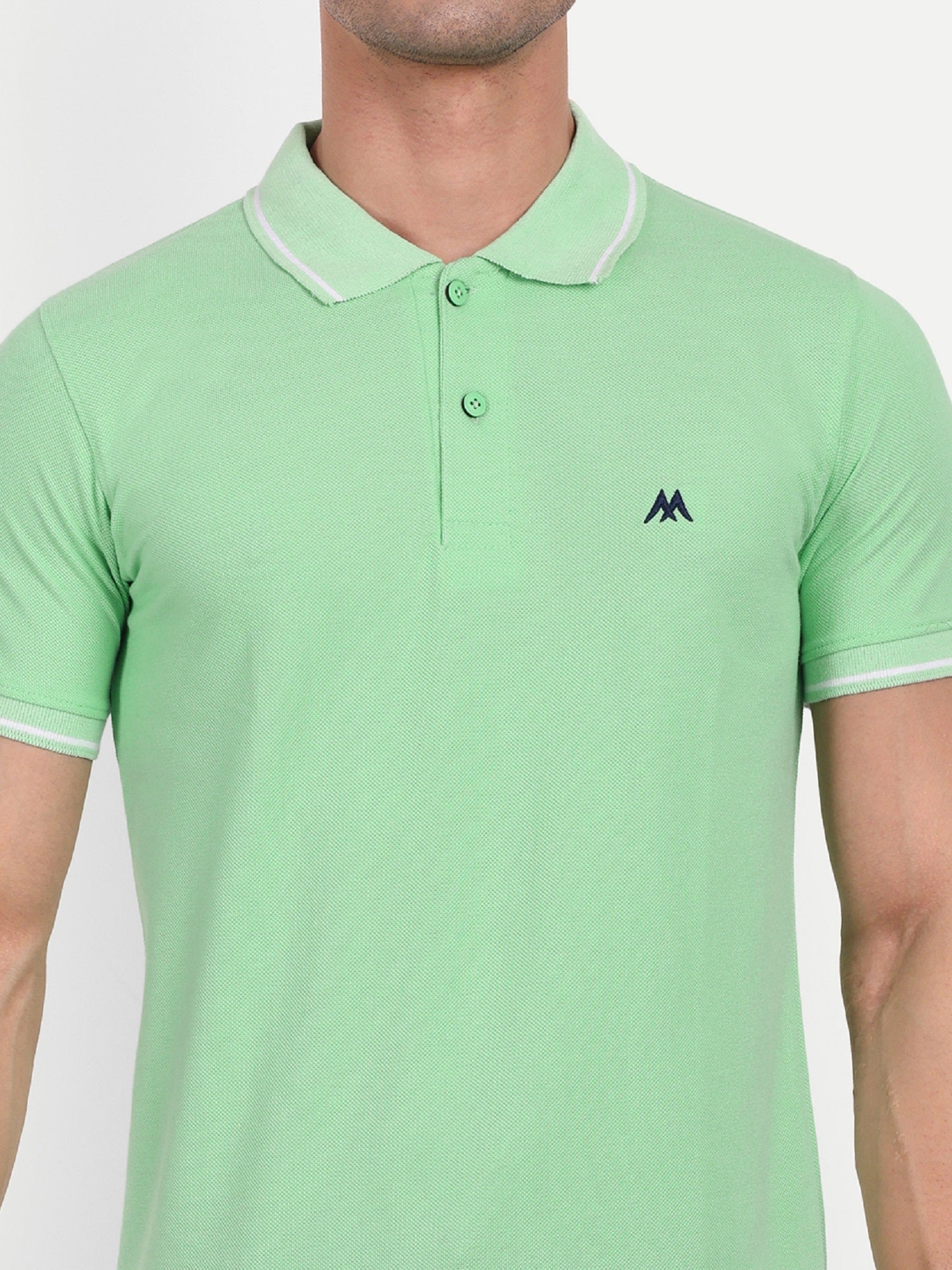 Men's Solid Light Green Polo Neck T-Shirt