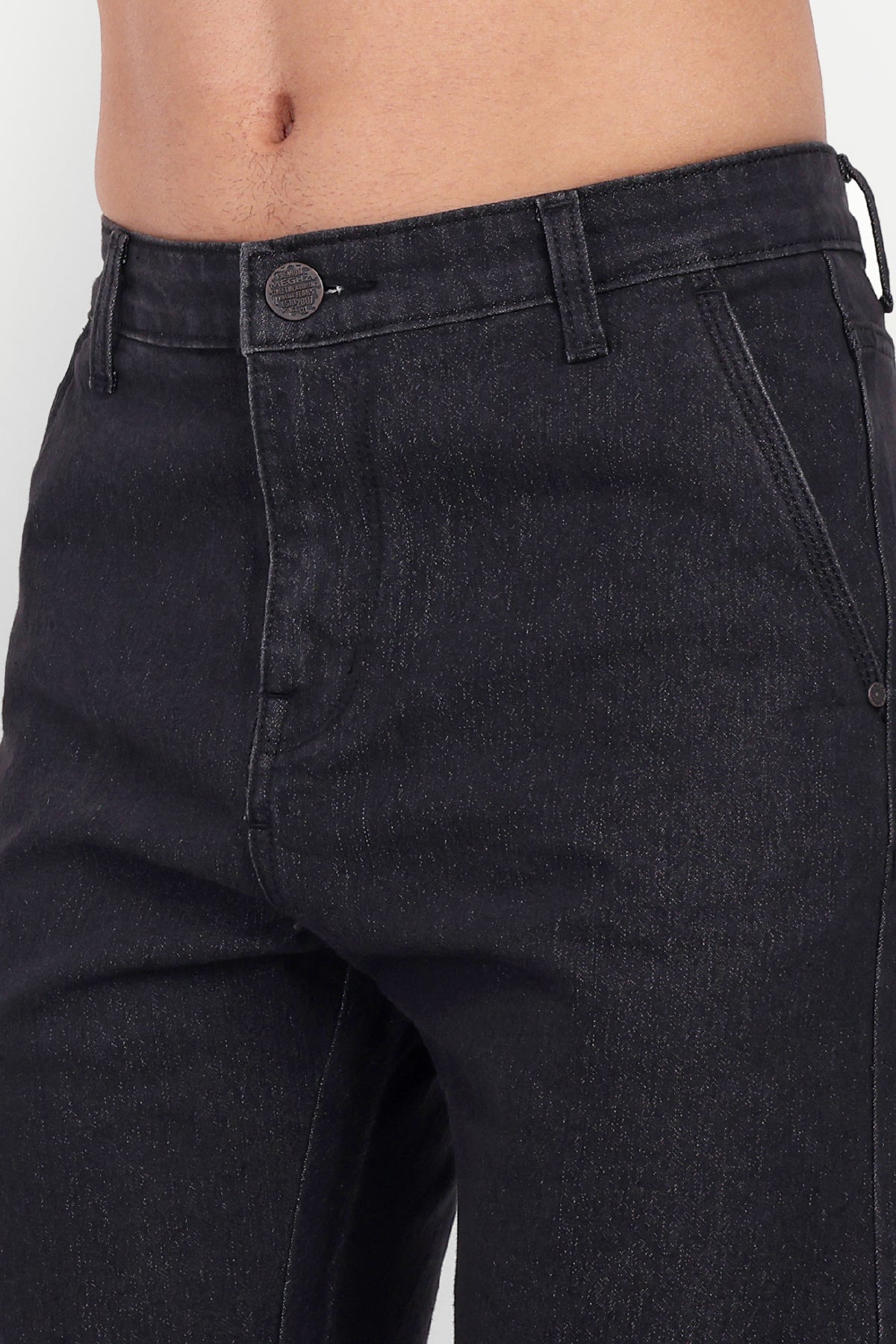 Men Black Denim Regular Shorts