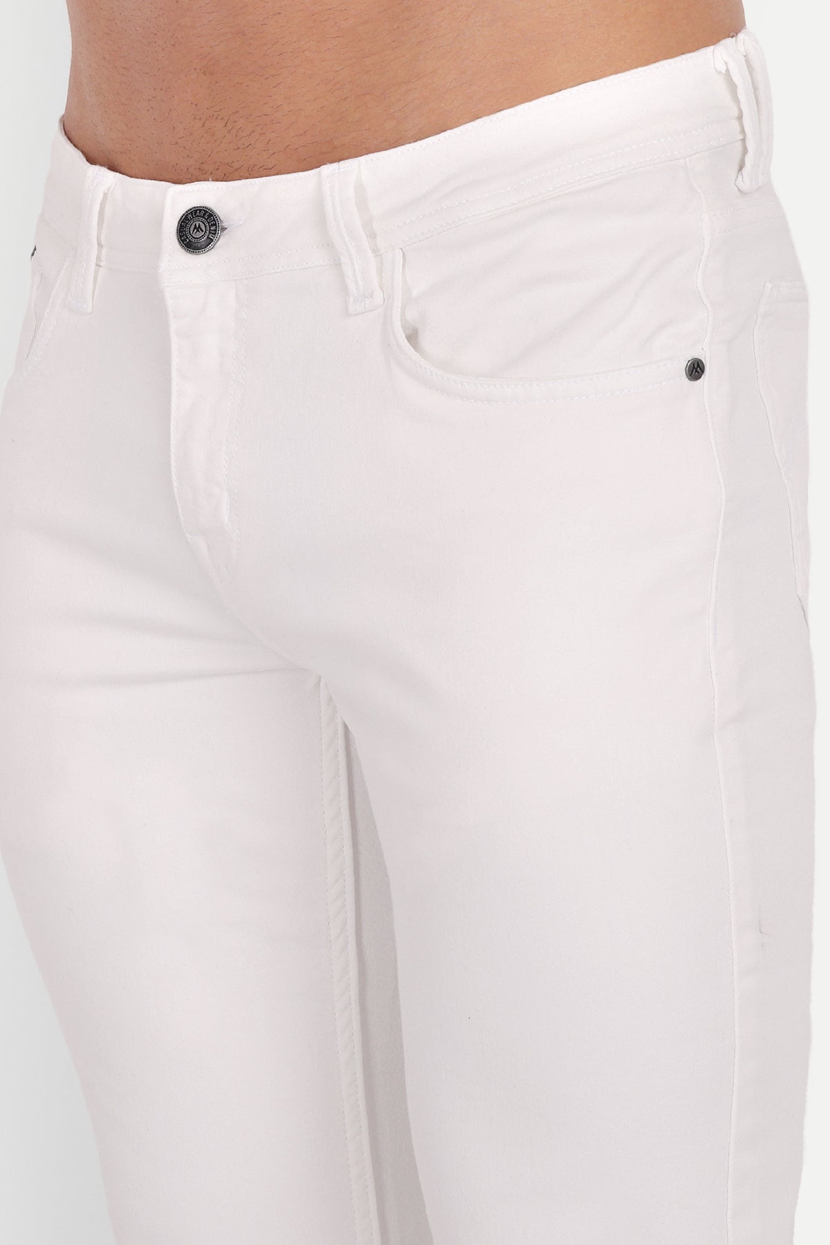 Men White Slim Fit Jeans