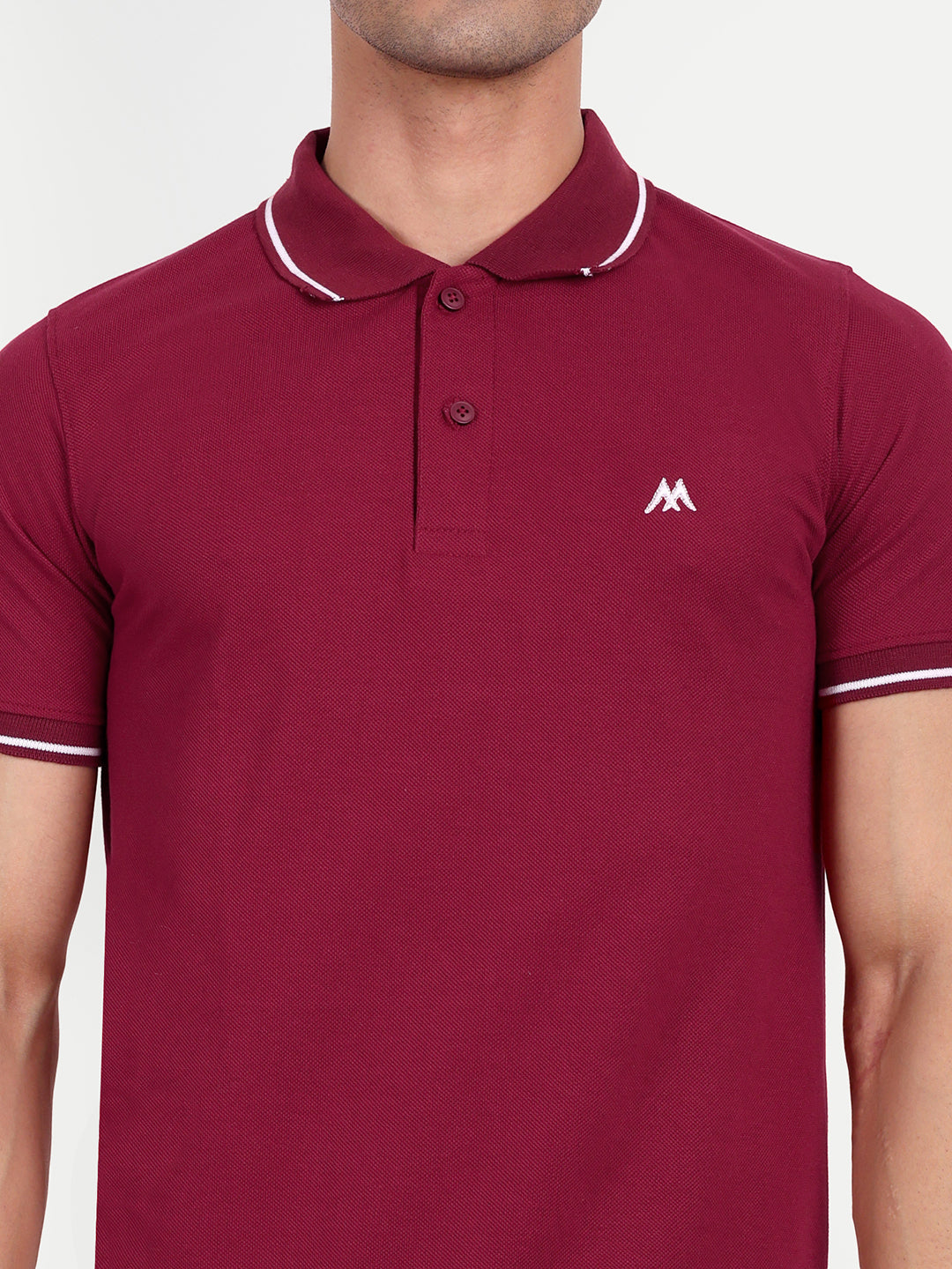 Men's Solid Maroon Polo Neck T-Shirt