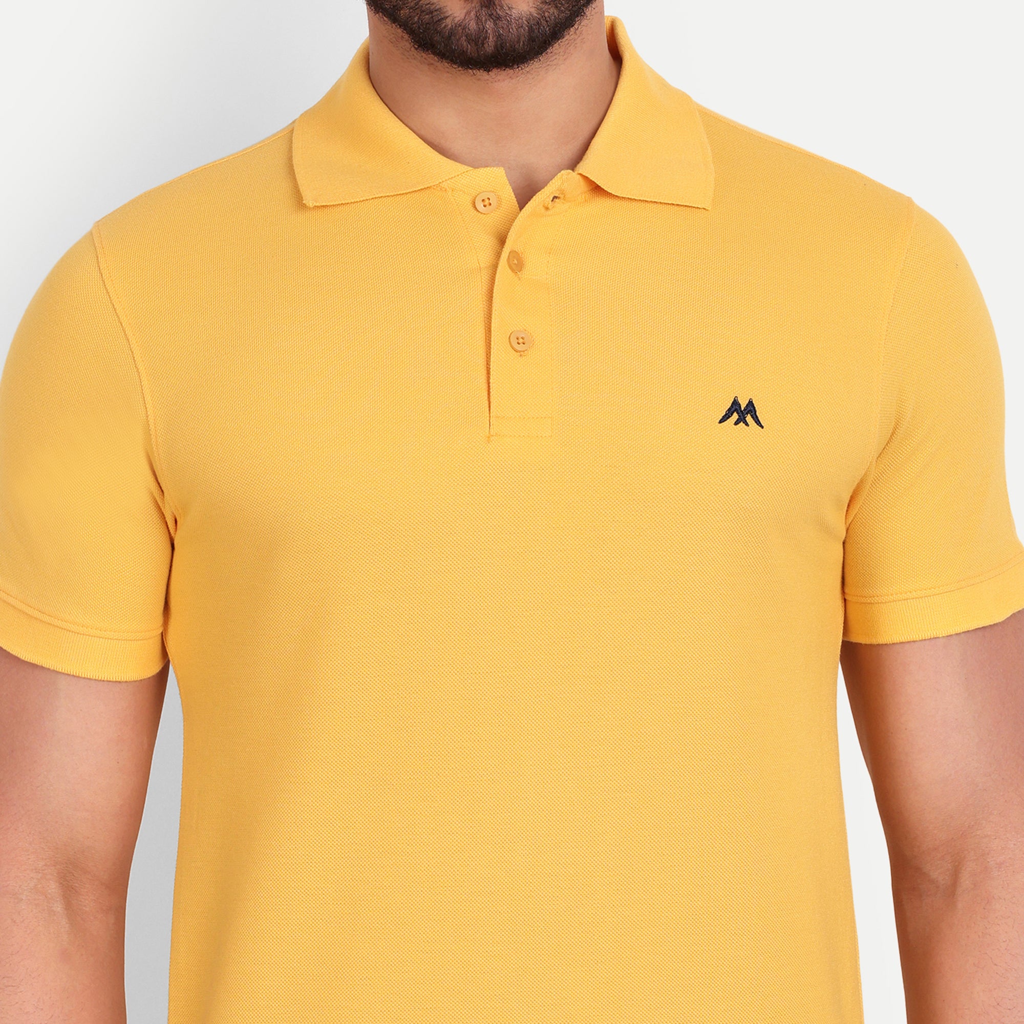 Men's Solid Yellow Polo Neck T-Shirt
