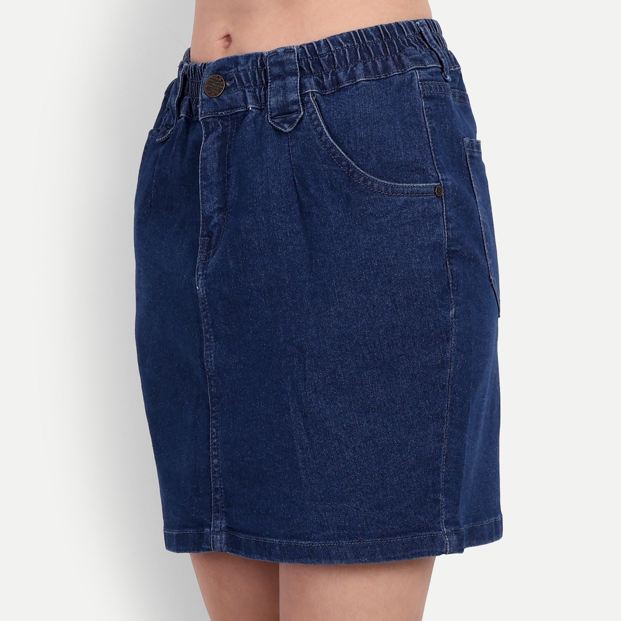 Women'S Dark Blue Elasticated Skirt