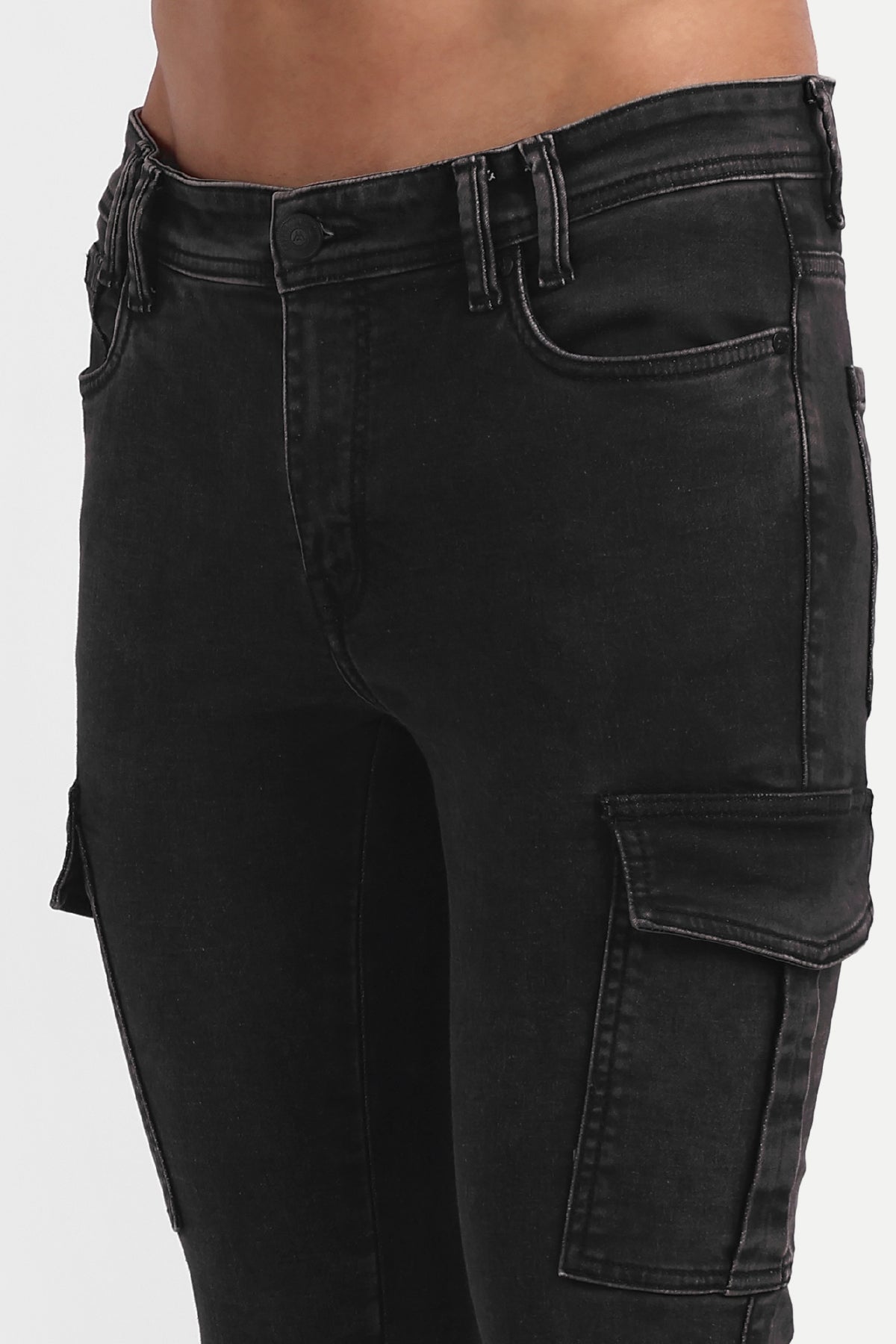MEGHZ MENS LAWRANCE CARGO FIT DENIM JEANS
