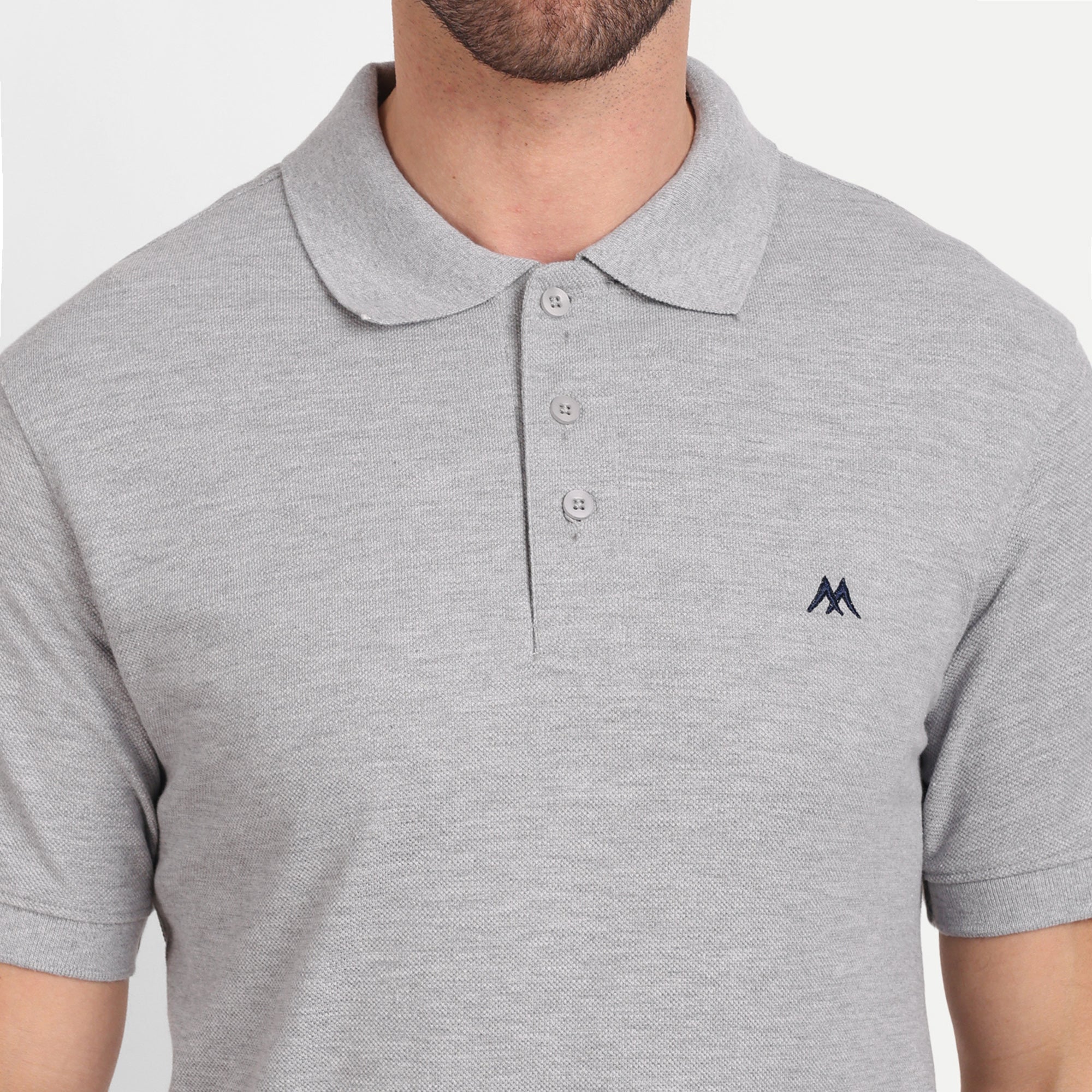 Men's Solid Light Grey Polo Neck T-Shirt