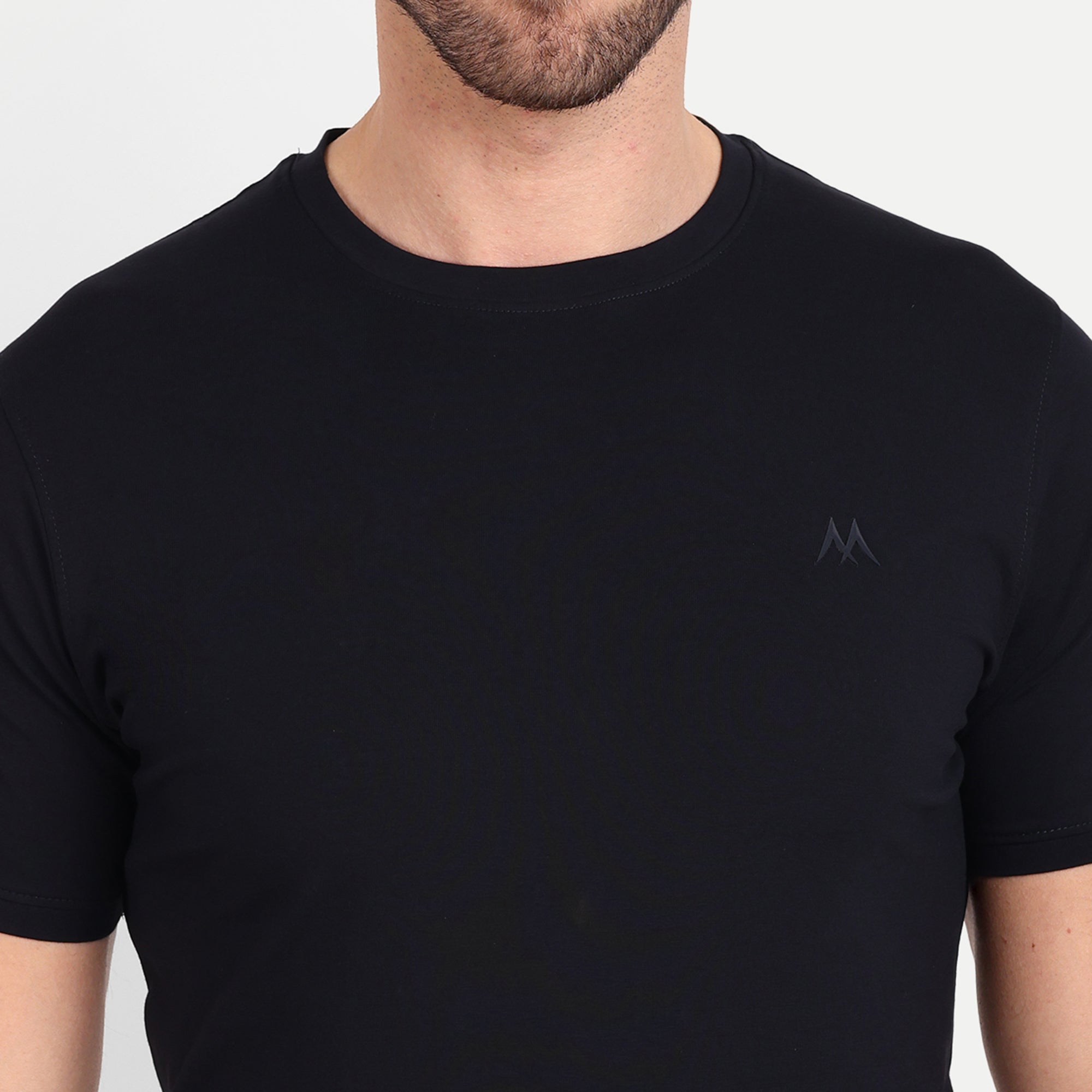 Men's Solid Dark Navy Blue Round Neck T-Shirt