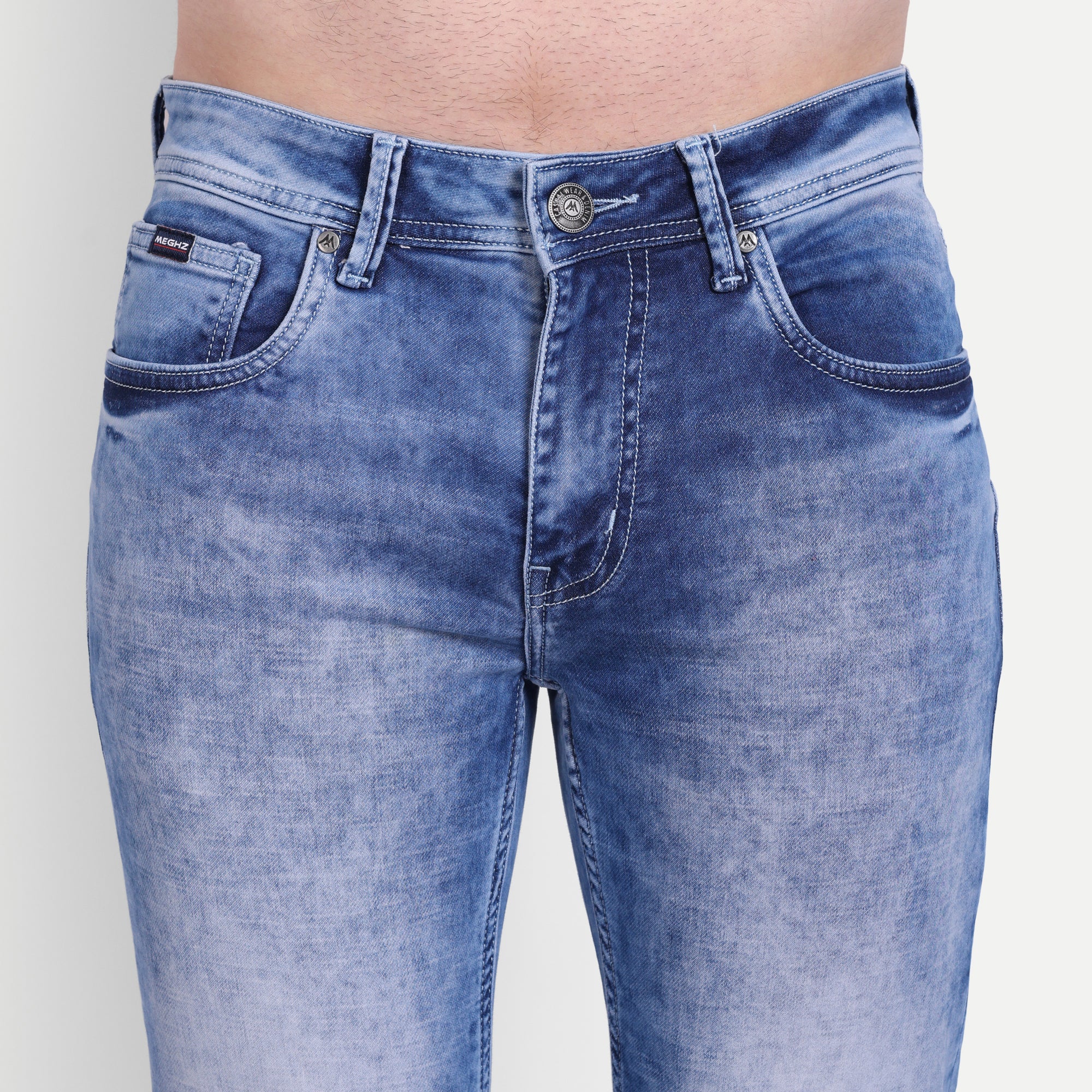 Men's Light Blue Slim Fit Casual Denim Jeans