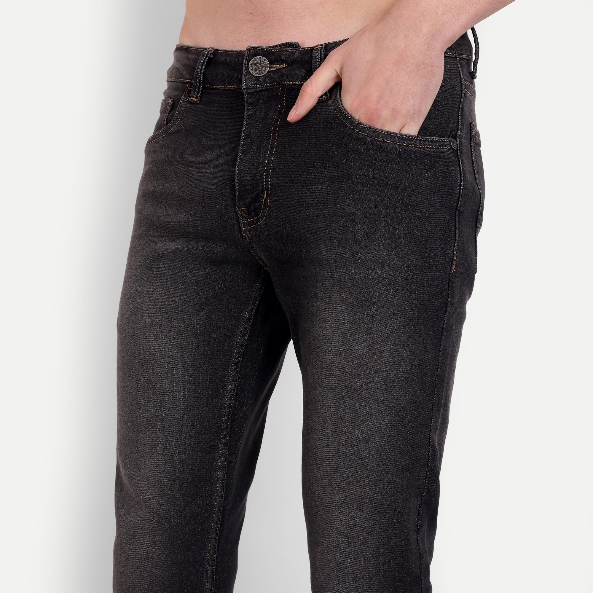 Men's Dark Grey Slim Fit Denim Jeans