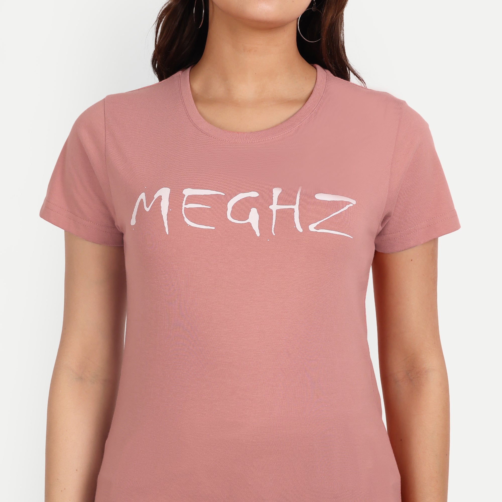 Women’s Salmon Pink Round Neck T-Shirt
