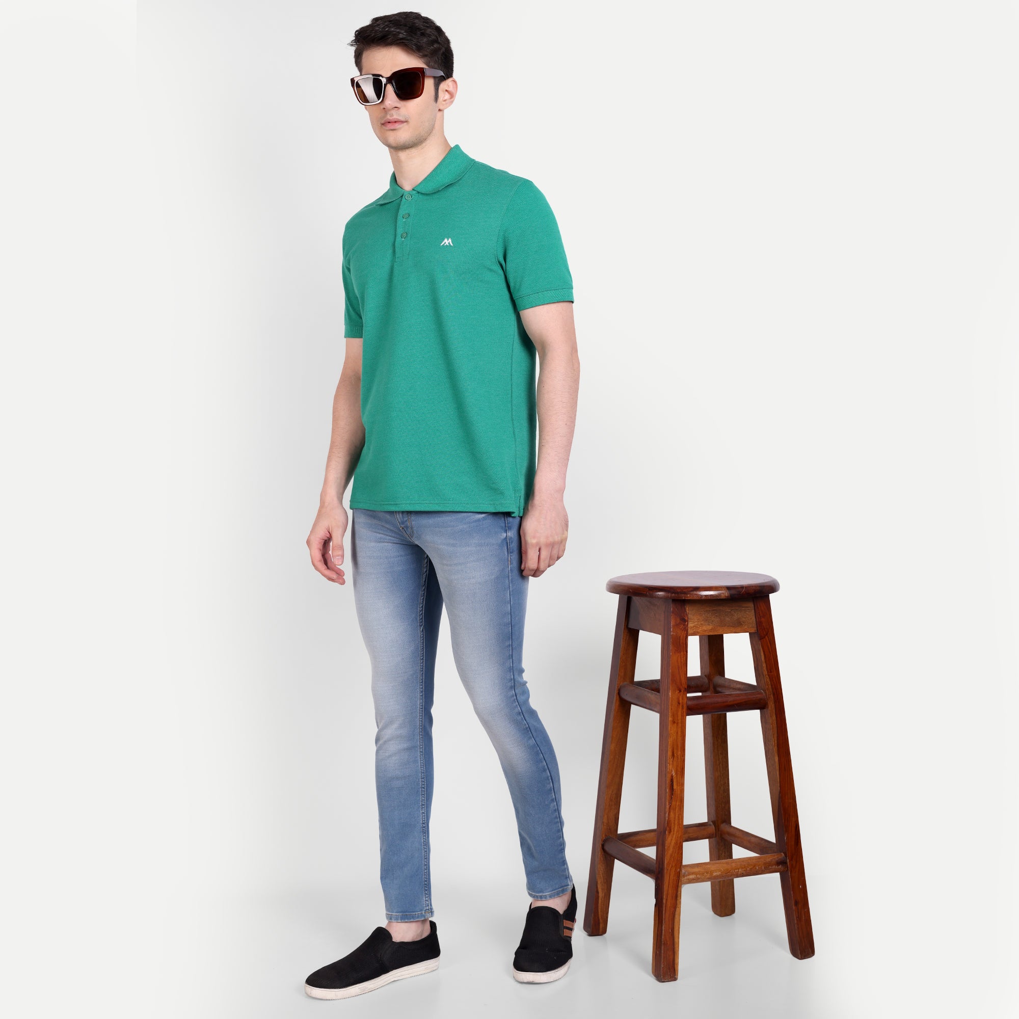 Men's Light Blue Skinny Fit Faded Denim Jeans