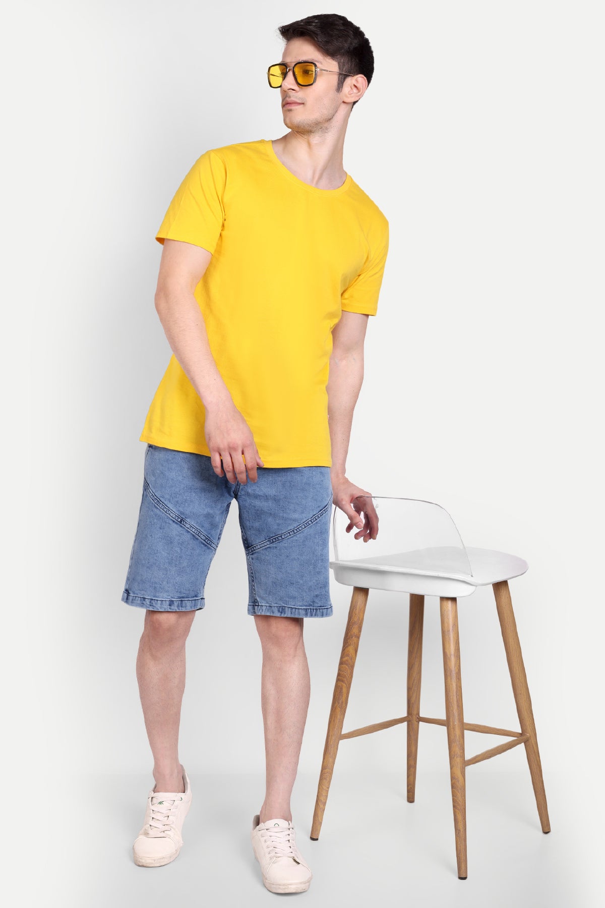 Men Vintage Blue Midrise Shorts