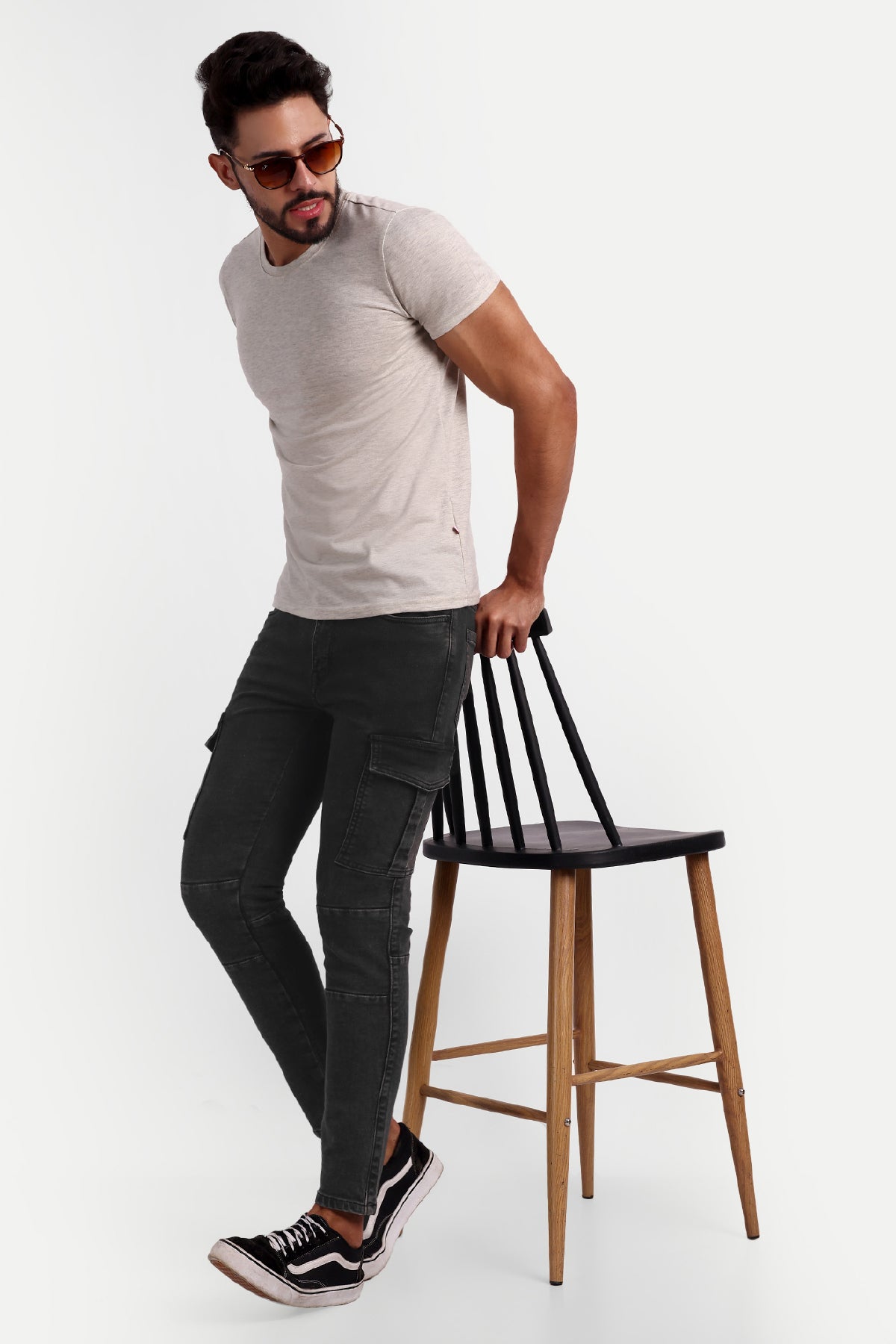 MEGHZ MENS LAWRANCE CARGO FIT DENIM JEANS